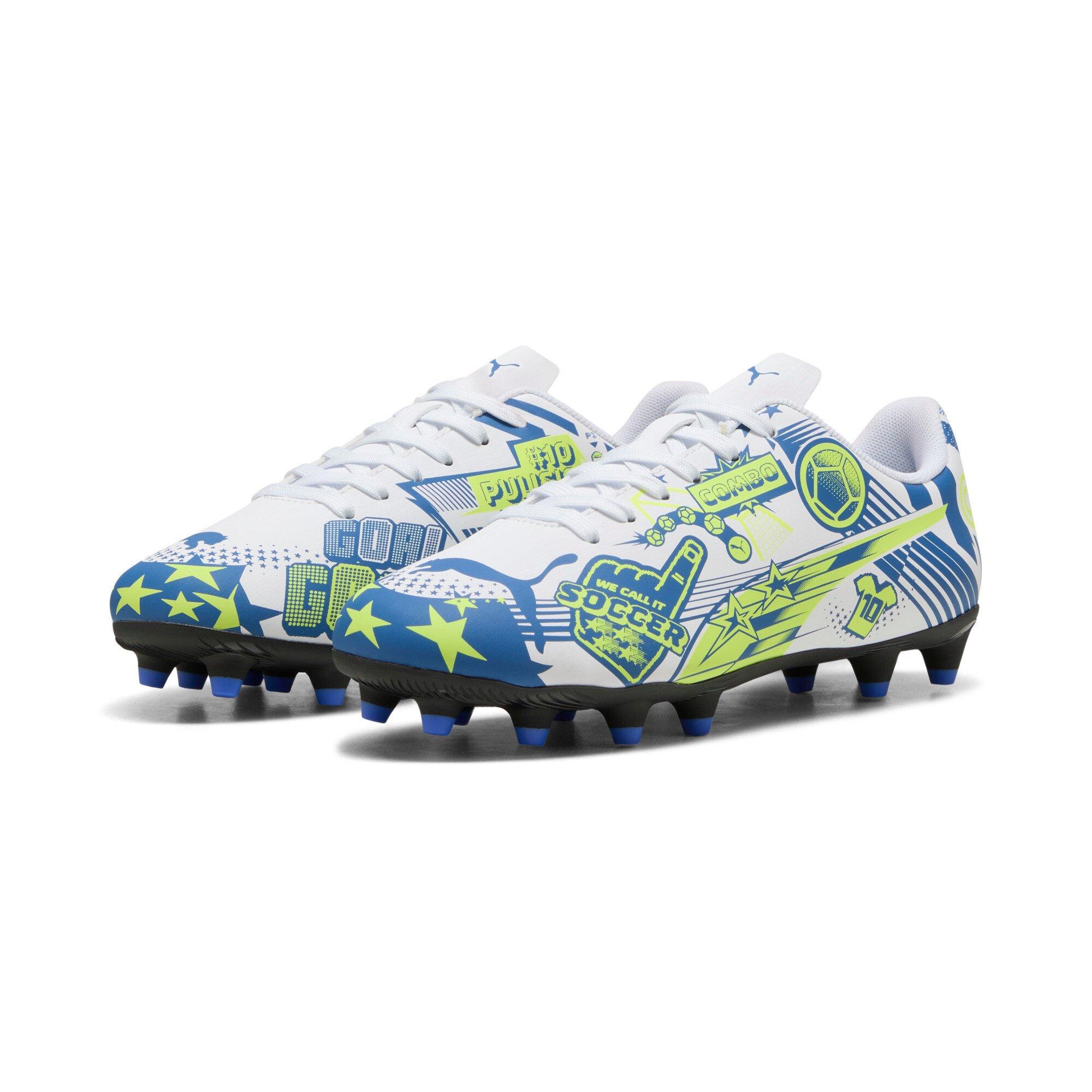PUMA Ultra Christian Pulisic Legacy "White/Lake Blue/Yellow" Preschool Kids' Soccer Cleat - WHITE/BLUE/YELLOW Thumbnail View 5