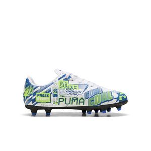 PUMA Ultra Christian Pulisic Legacy "White/Lake Blue/Yellow" Preschool Kids' Soccer Cleat
