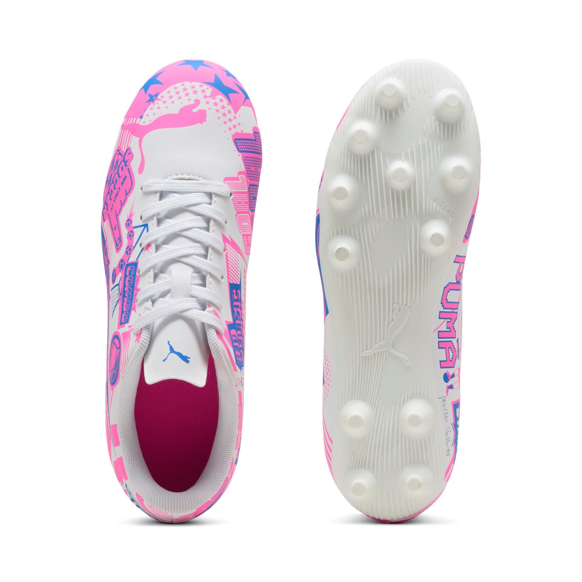 PUMA Ultra Christian Pulisic Legacy "White/Poison Pink/Ultra Blue" Preschool Kids' Soccer Cleat - WHITE/PINK/BLUE Thumbnail View 4