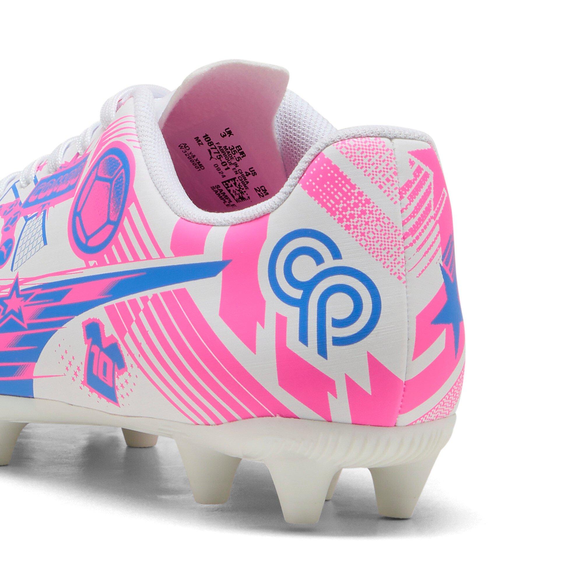 PUMA Ultra Christian Pulisic Legacy "White/Poison Pink/Ultra Blue" Preschool Kids' Soccer Cleat - WHITE/PINK/BLUE Thumbnail View 5