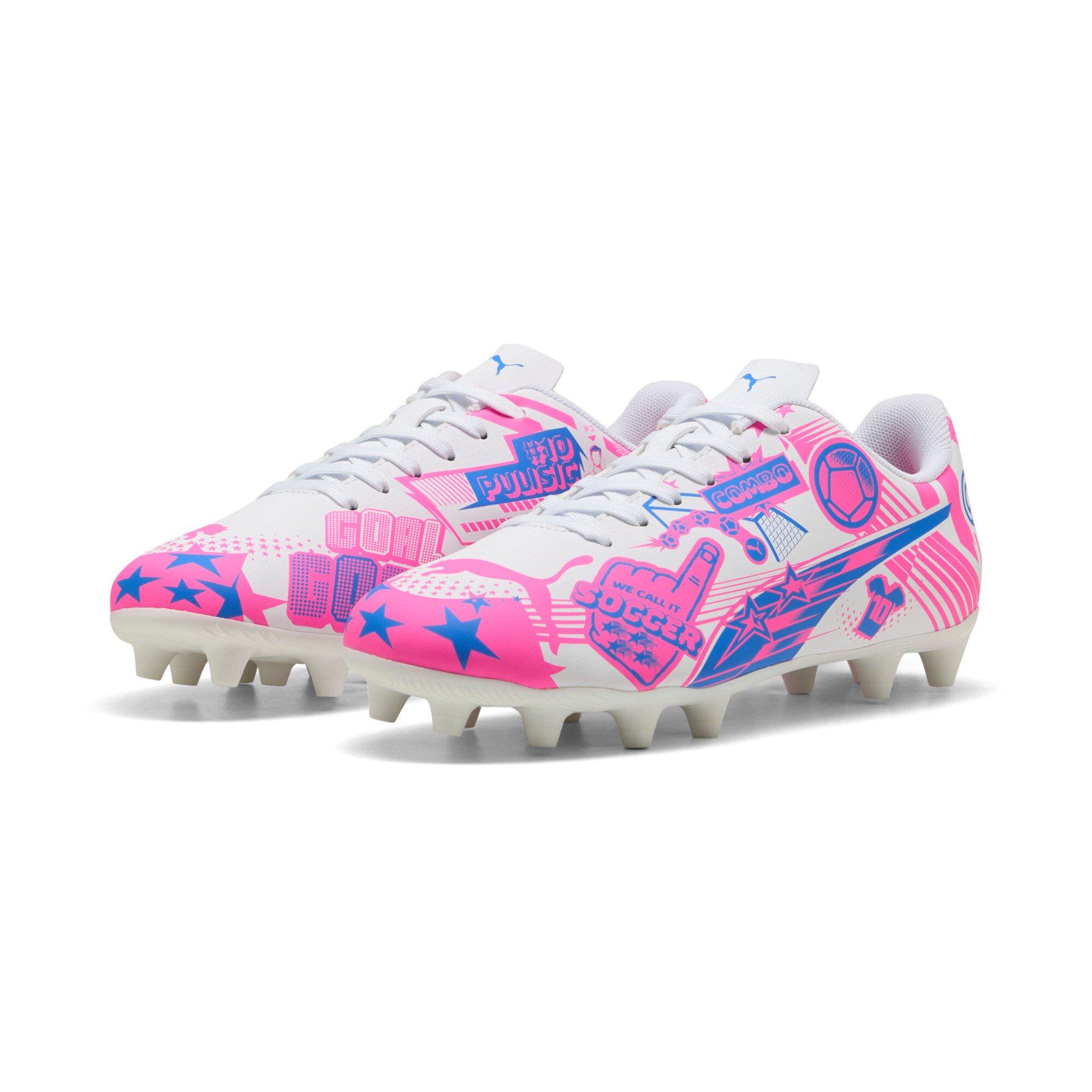 PUMA Ultra Christian Pulisic Legacy "White/Poison Pink/Ultra Blue" Preschool Kids' Soccer Cleat - WHITE/PINK/BLUE Thumbnail View 6