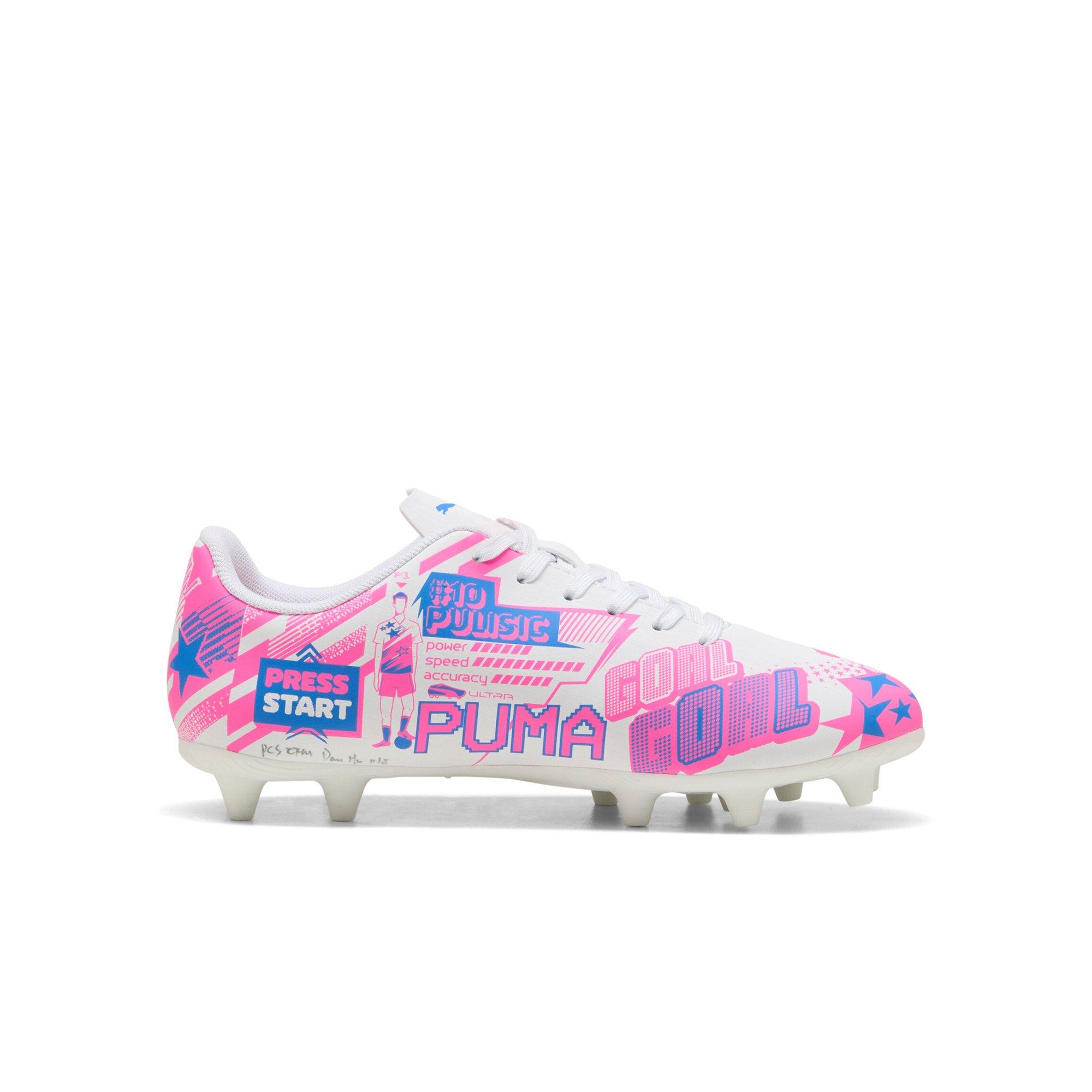 PUMA Ultra Christian Pulisic Legacy "White/Poison Pink/Ultra Blue" Preschool Kids' Soccer Cleat - WHITE/PINK/BLUE Thumbnail View 1