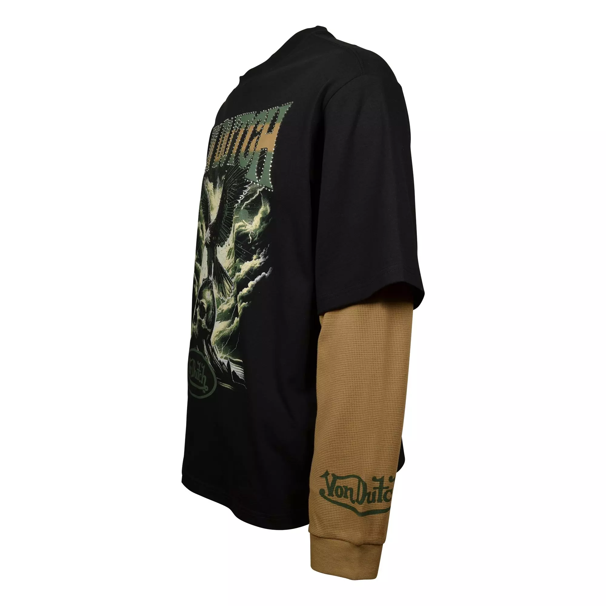 Von Dutch Men's Skull 2fer Tee - Black/Tan