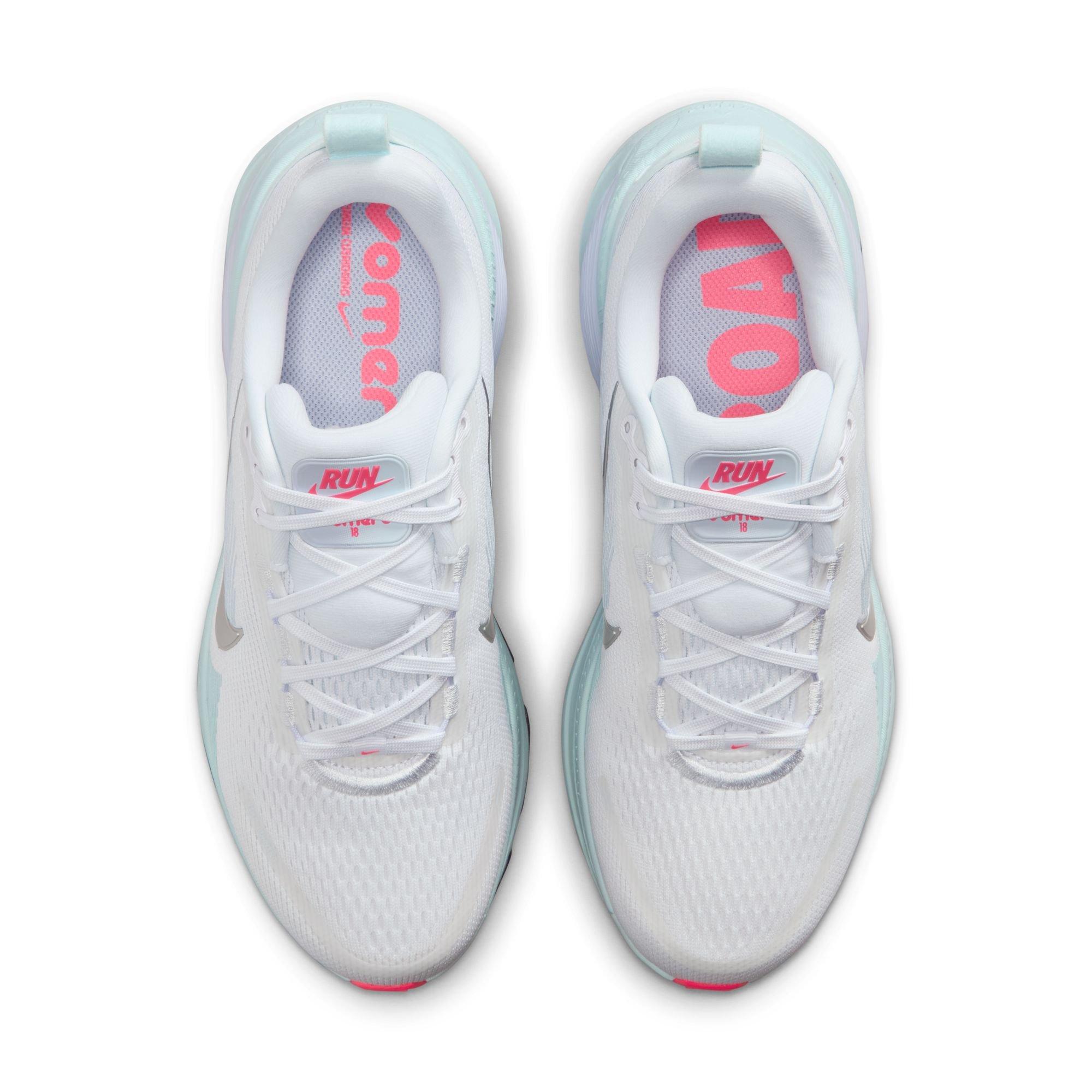 Nike Vomero 18 "White/Metallic Silver/Glacier Blue" Women's Road Running Shoe - WHITE/BLUE/PINK Thumbnail View 6