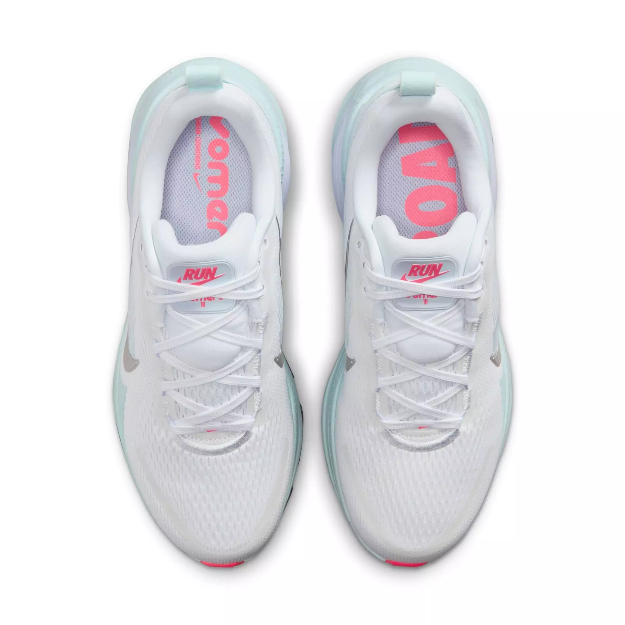 Nike Vomero 18 "White/Metallic Silver/Glacier Blue" Women's Road Running Shoe - WHITE/BLUE/PINK