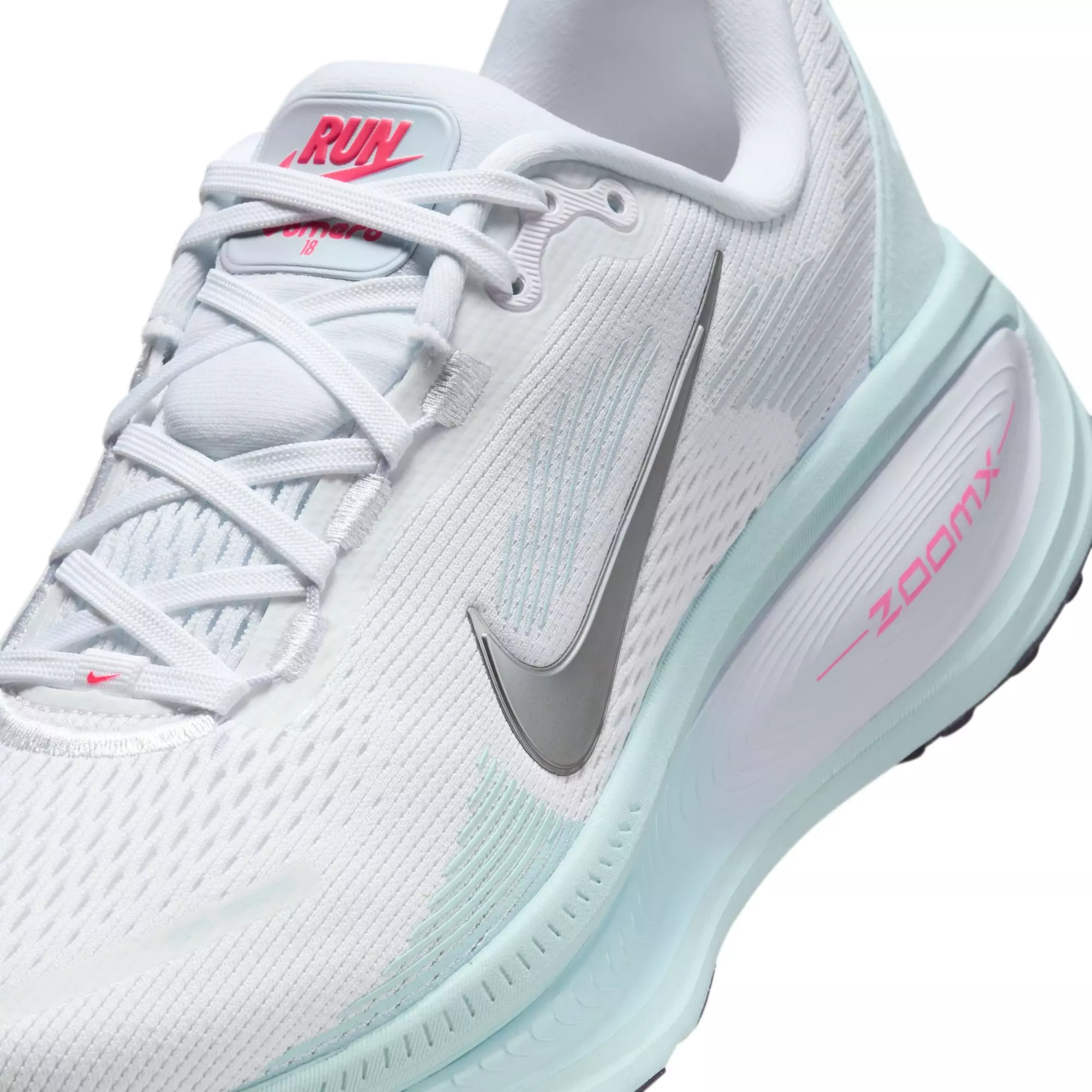 Nike Vomero 18 "White/Metallic Silver/Glacier Blue" Women's Road Running Shoe - WHITE/BLUE/PINK