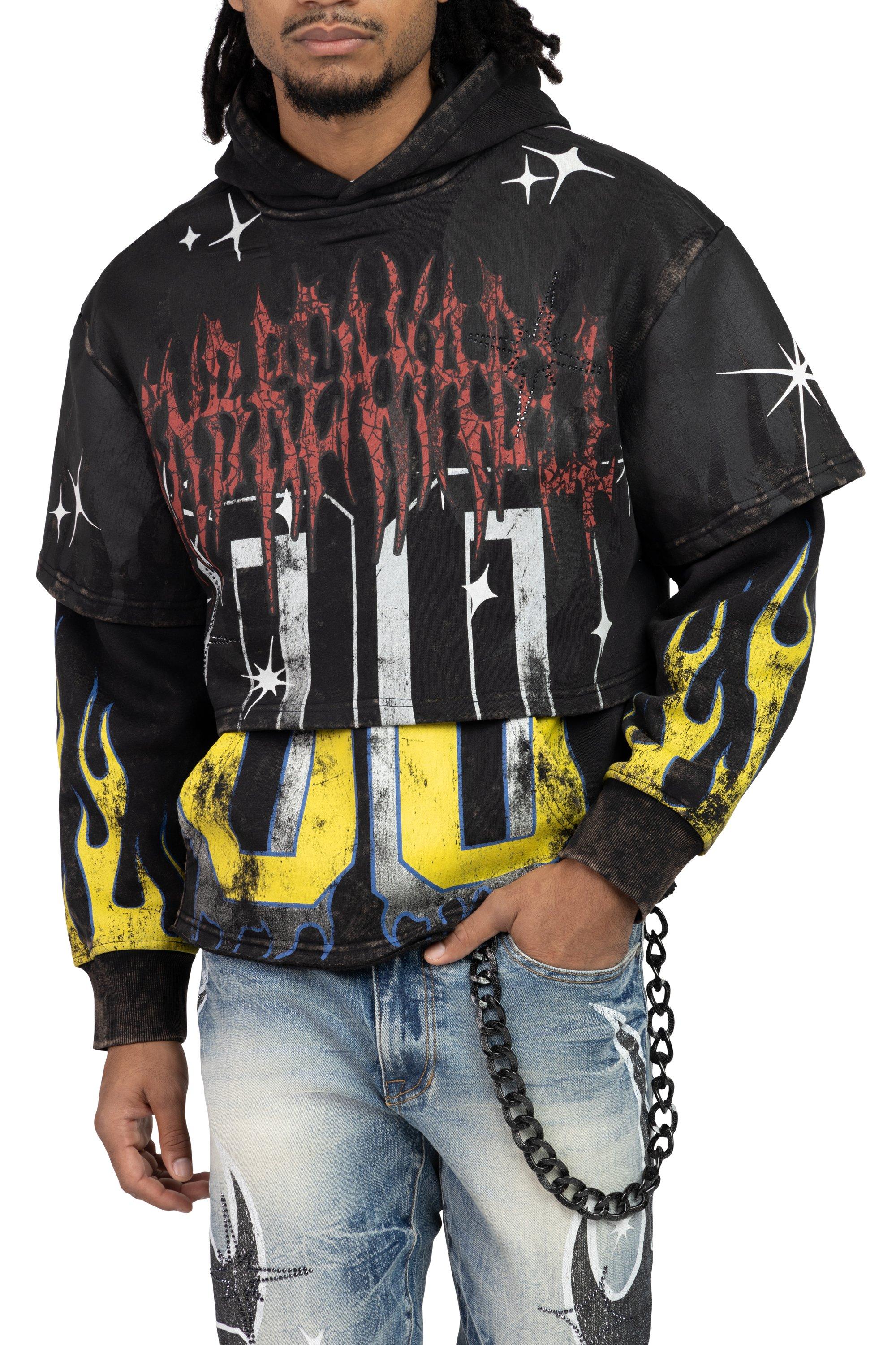 Smoke Rise Men's Unbreakable 2fer Hoodie - Graphite - BLACK Thumbnail View 1