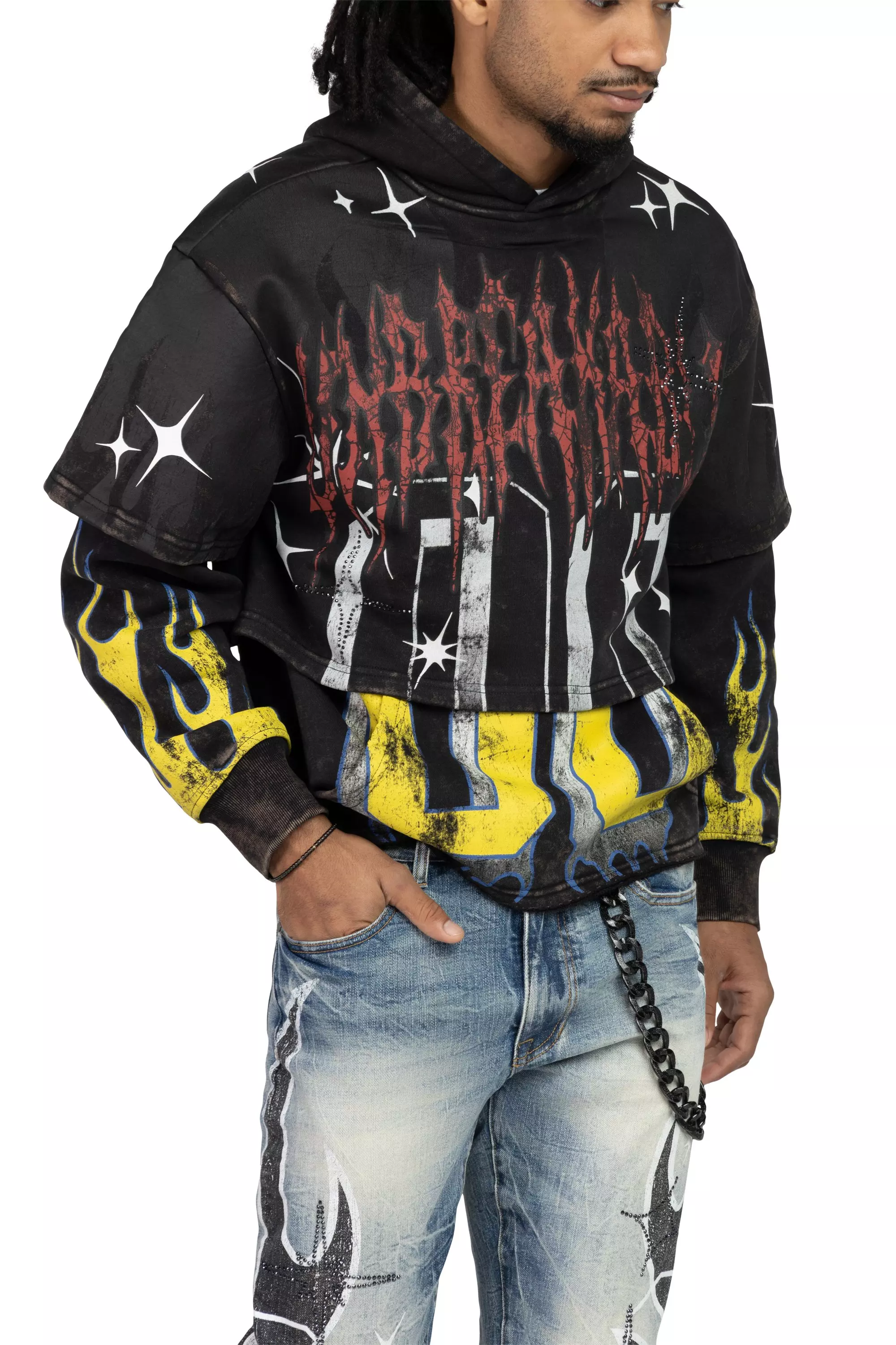 Smoke Rise Men's Unbreakable 2fer Hoodie - Graphite - BLACK