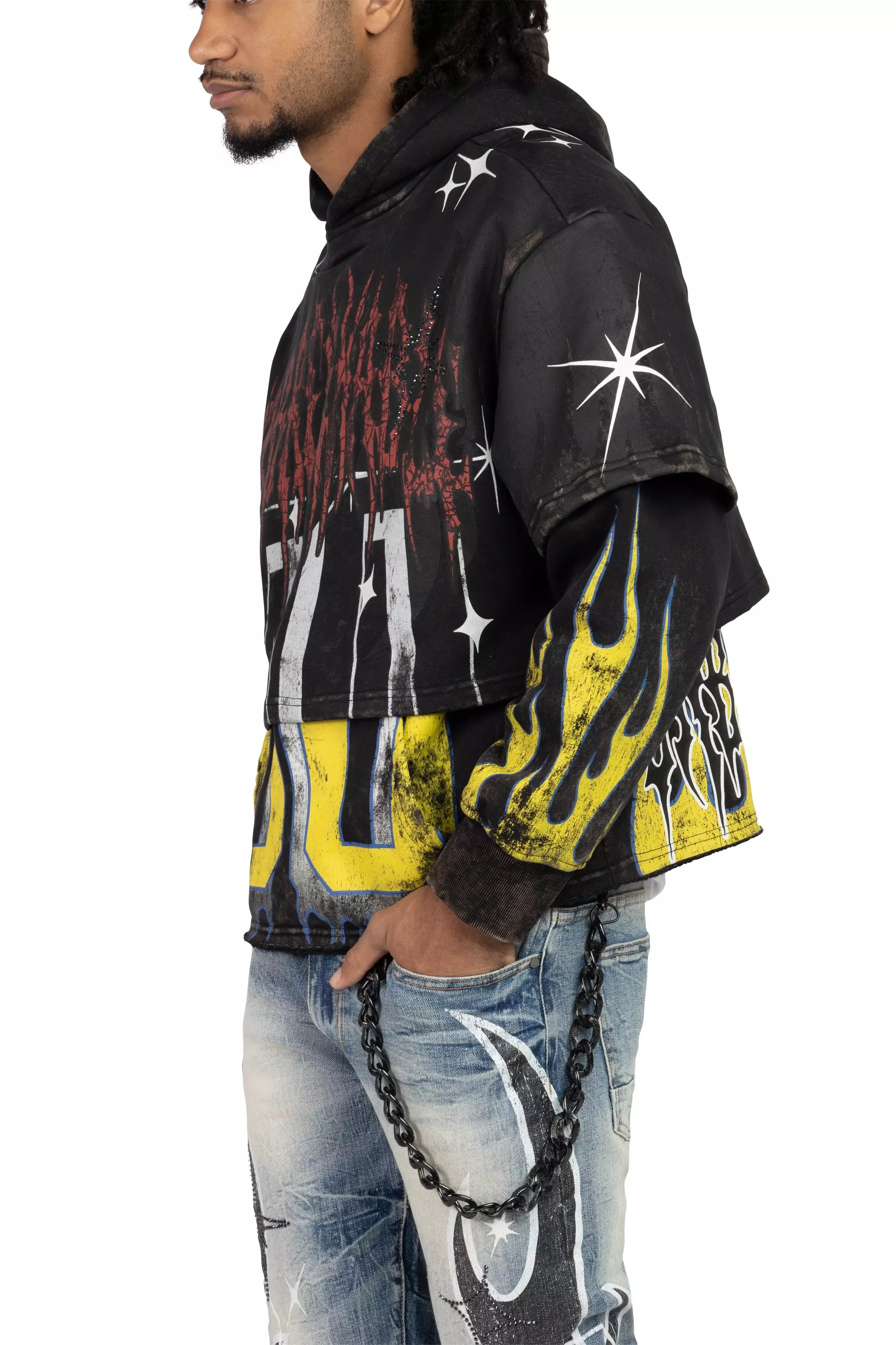 Smoke Rise Men's Unbreakable 2fer Hoodie - Graphite - BLACK