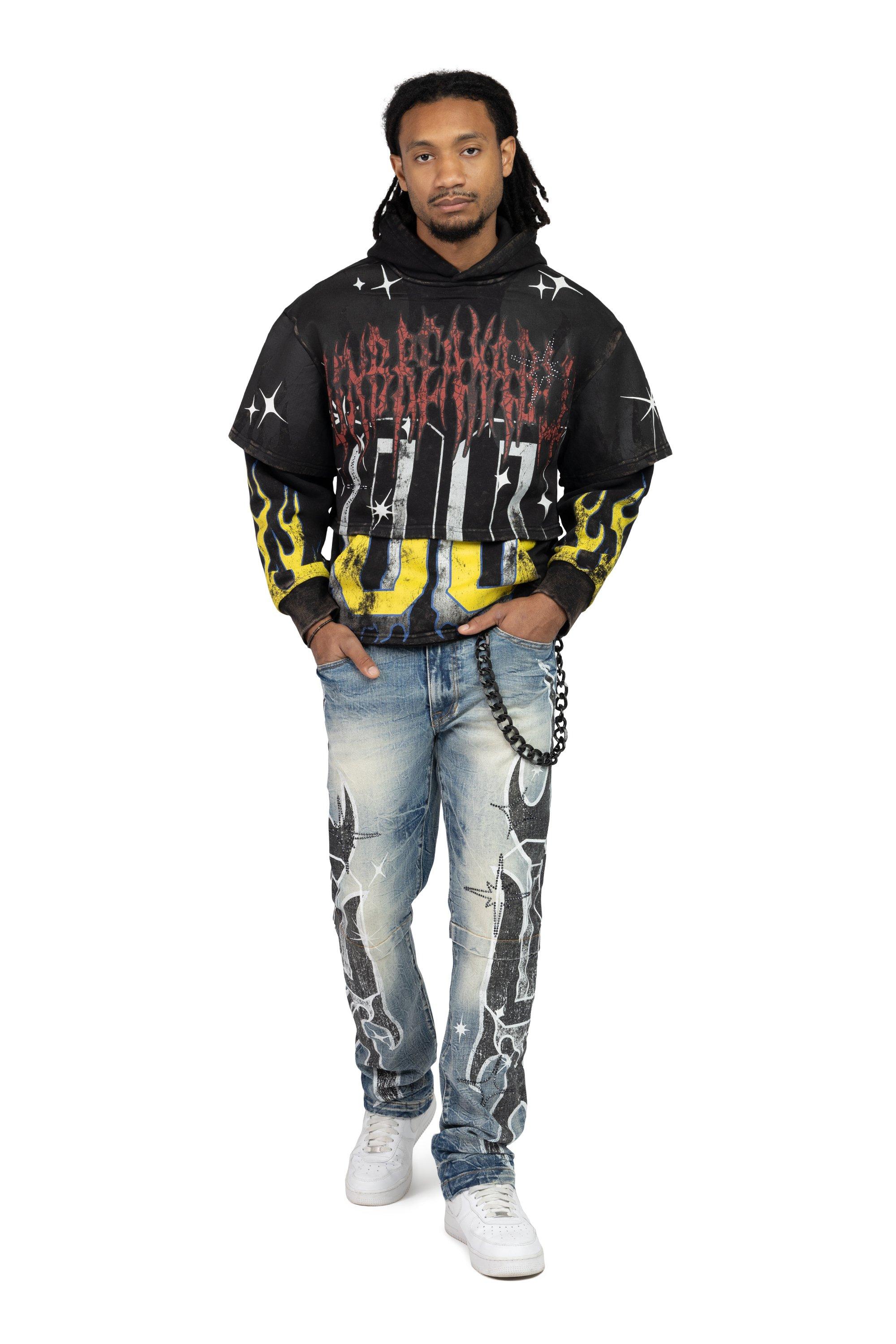 Smoke Rise Men's Unbreakable 2fer Hoodie - Graphite - BLACK Thumbnail View 5