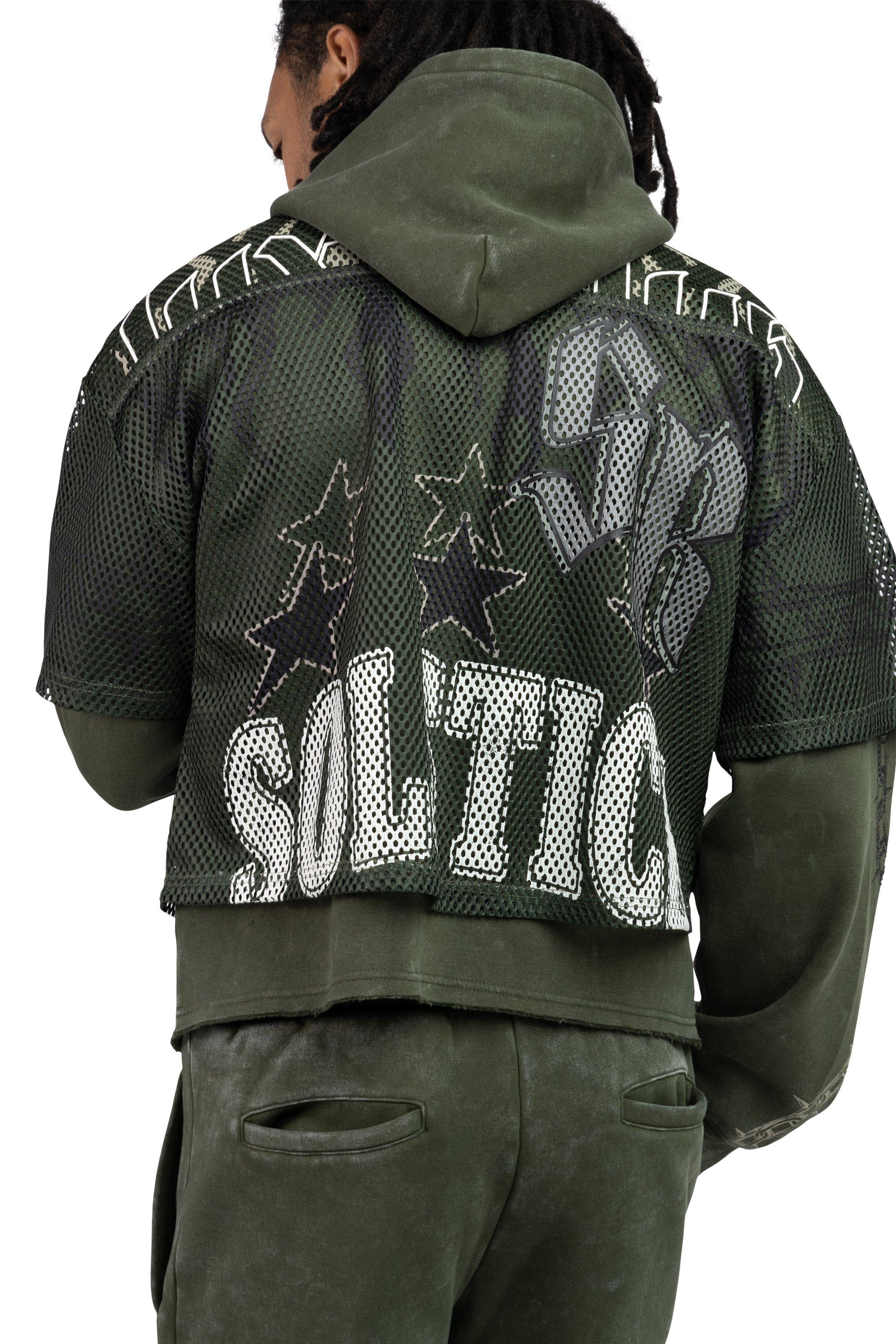 Smoke Rise Men's Luxe Club Fleece Mesh 2fer Hoodie - Moss - GREEN Thumbnail View 2