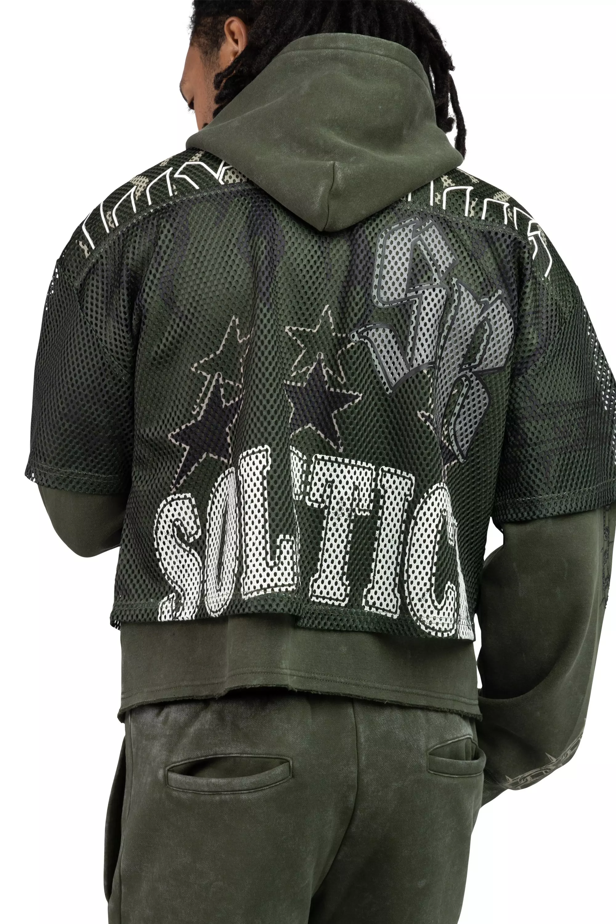 Smoke Rise Men's Luxe Club Fleece Mesh 2fer Hoodie - Moss - GREEN