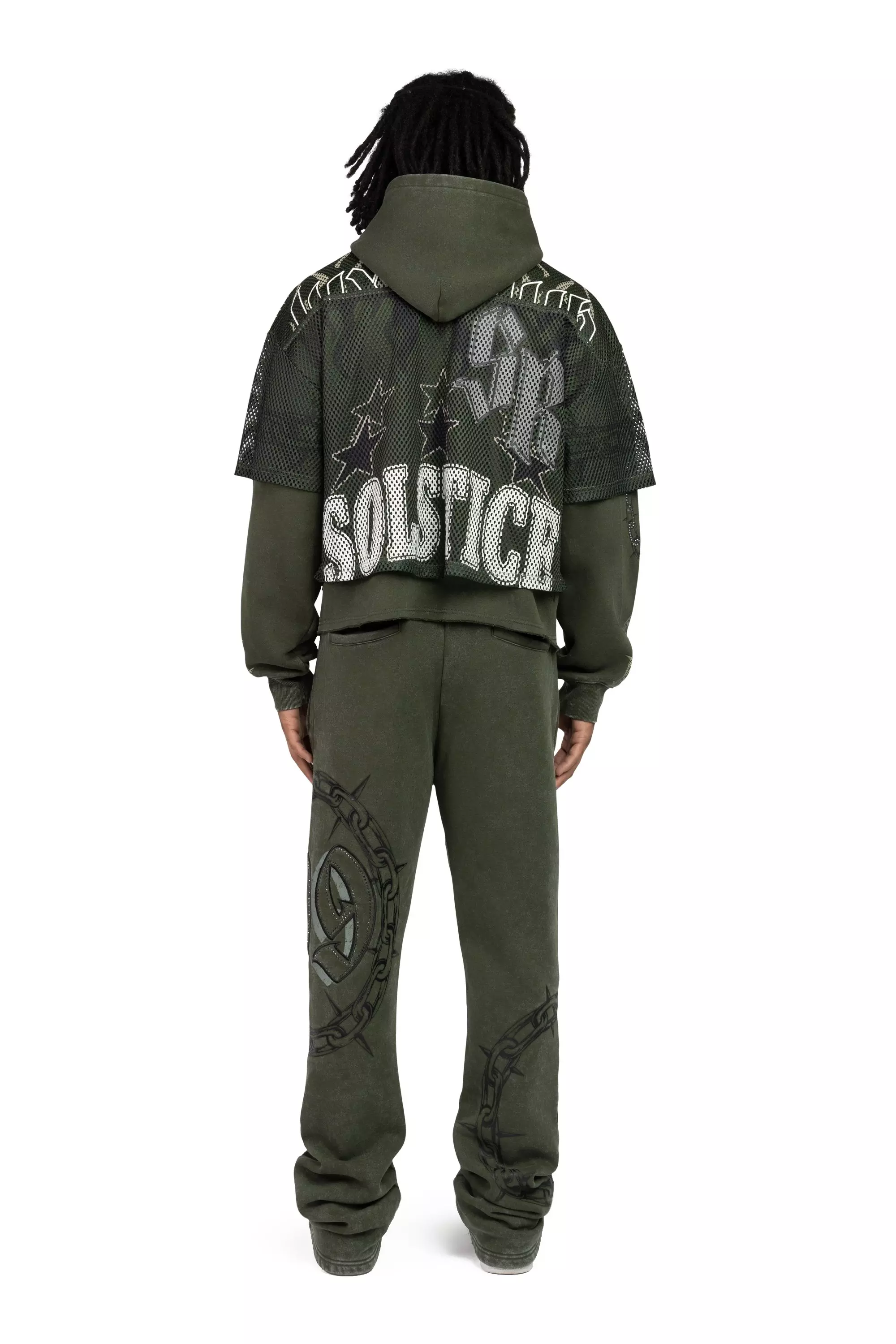 Smoke Rise Men's Luxe Club Fleece Mesh 2fer Hoodie - Moss - GREEN