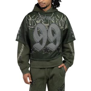Smoke Rise Men's Luxe Club Fleece Mesh 2fer Hoodie - Moss