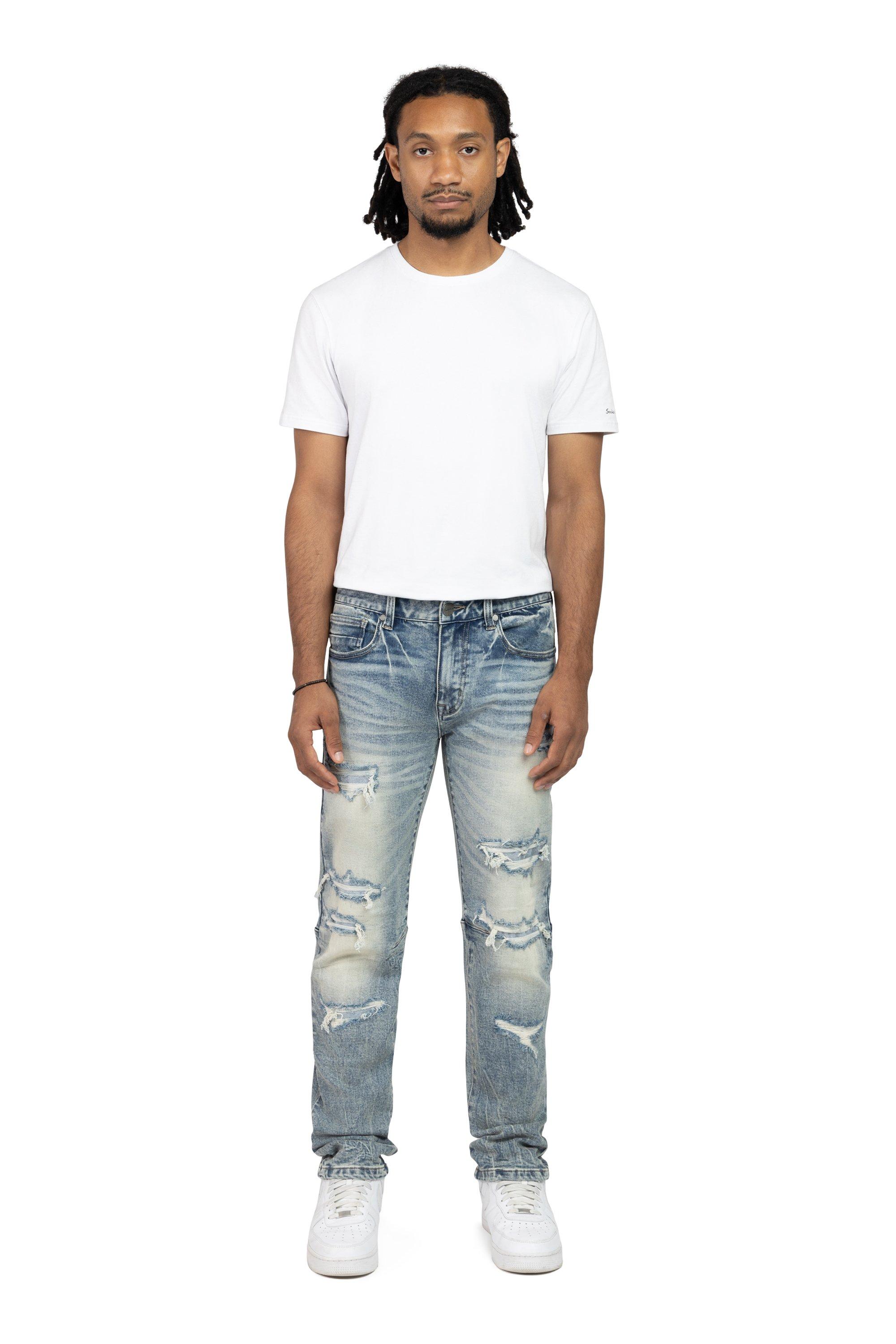 Smoke Rise Men's Slim Fit Dwight Blue Denim Jeans - BLUE Thumbnail View 1