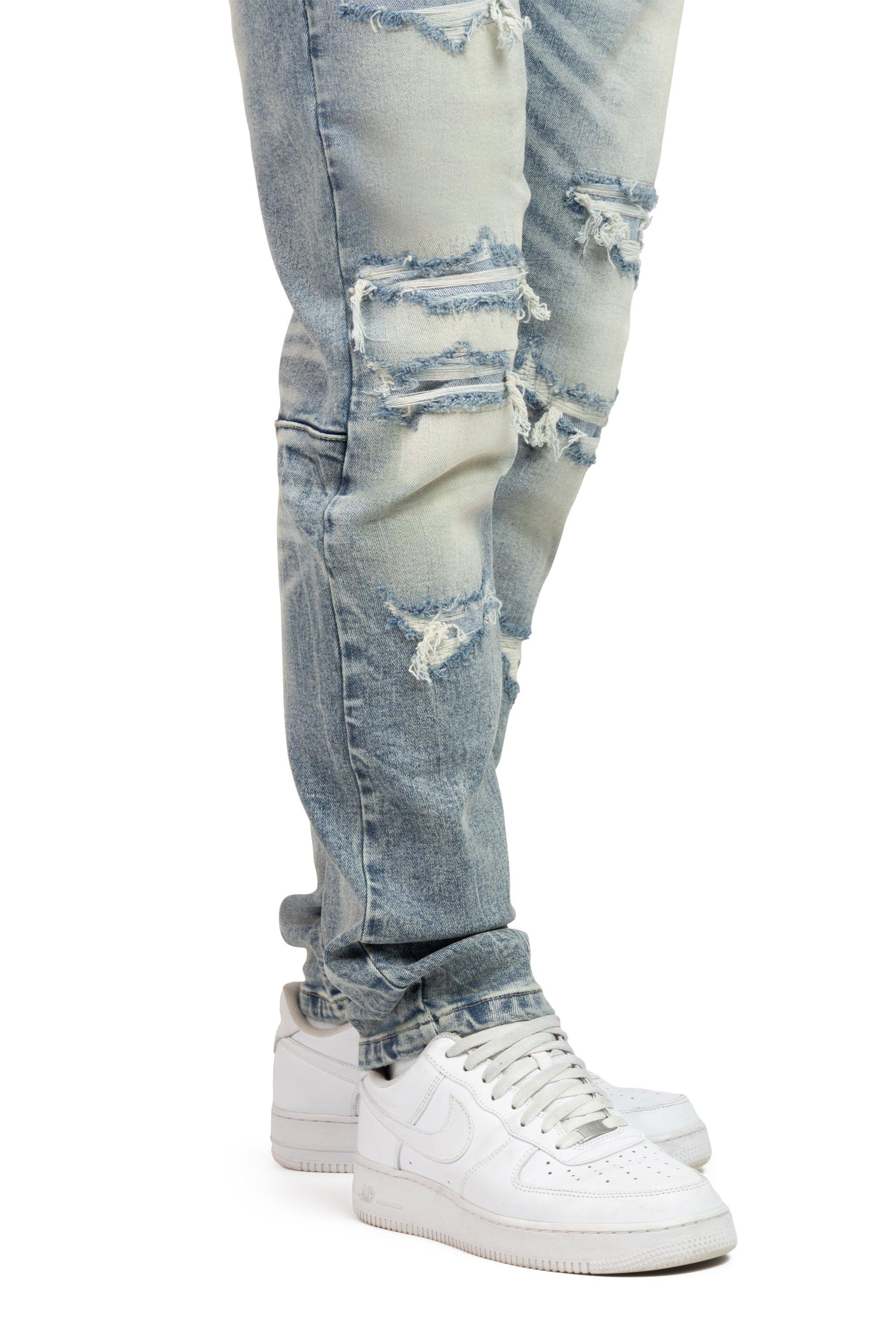 Smoke Rise Men's Slim Fit Dwight Blue Denim Jeans - BLUE Thumbnail View 10