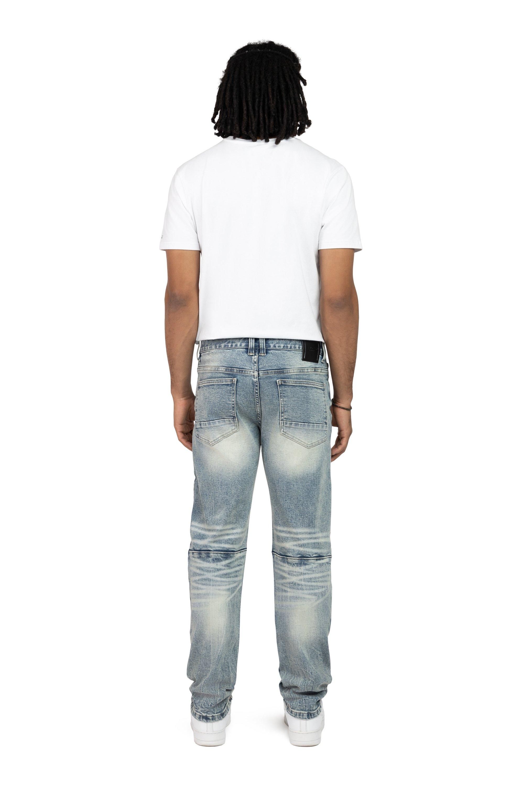 Smoke Rise Men's Slim Fit Dwight Blue Denim Jeans - BLUE Thumbnail View 2