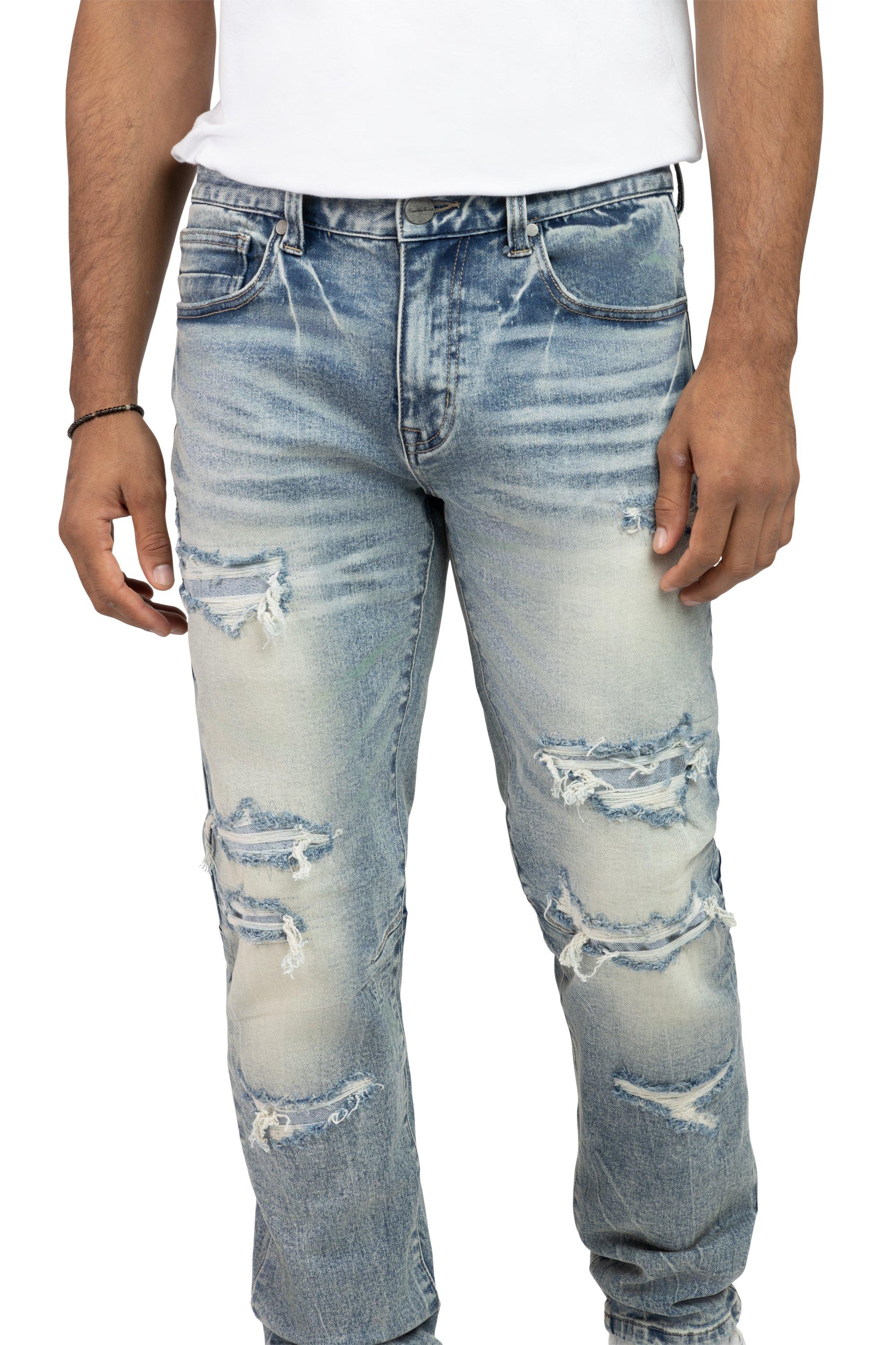 Smoke Rise Men's Slim Fit Dwight Blue Denim Jeans - BLUE Thumbnail View 5