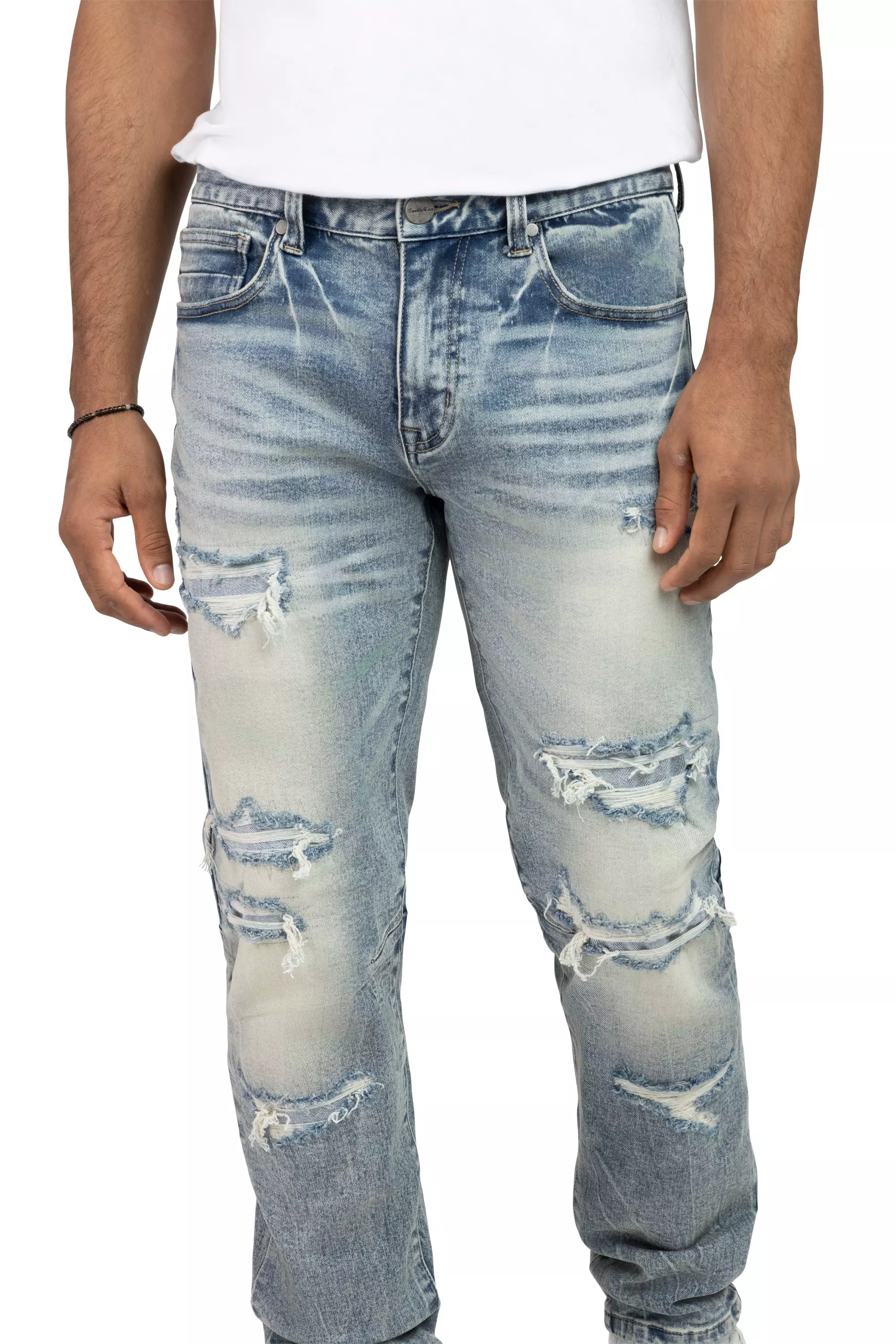 Smoke Rise Men's Slim Fit Dwight Blue Denim Jeans - BLUE