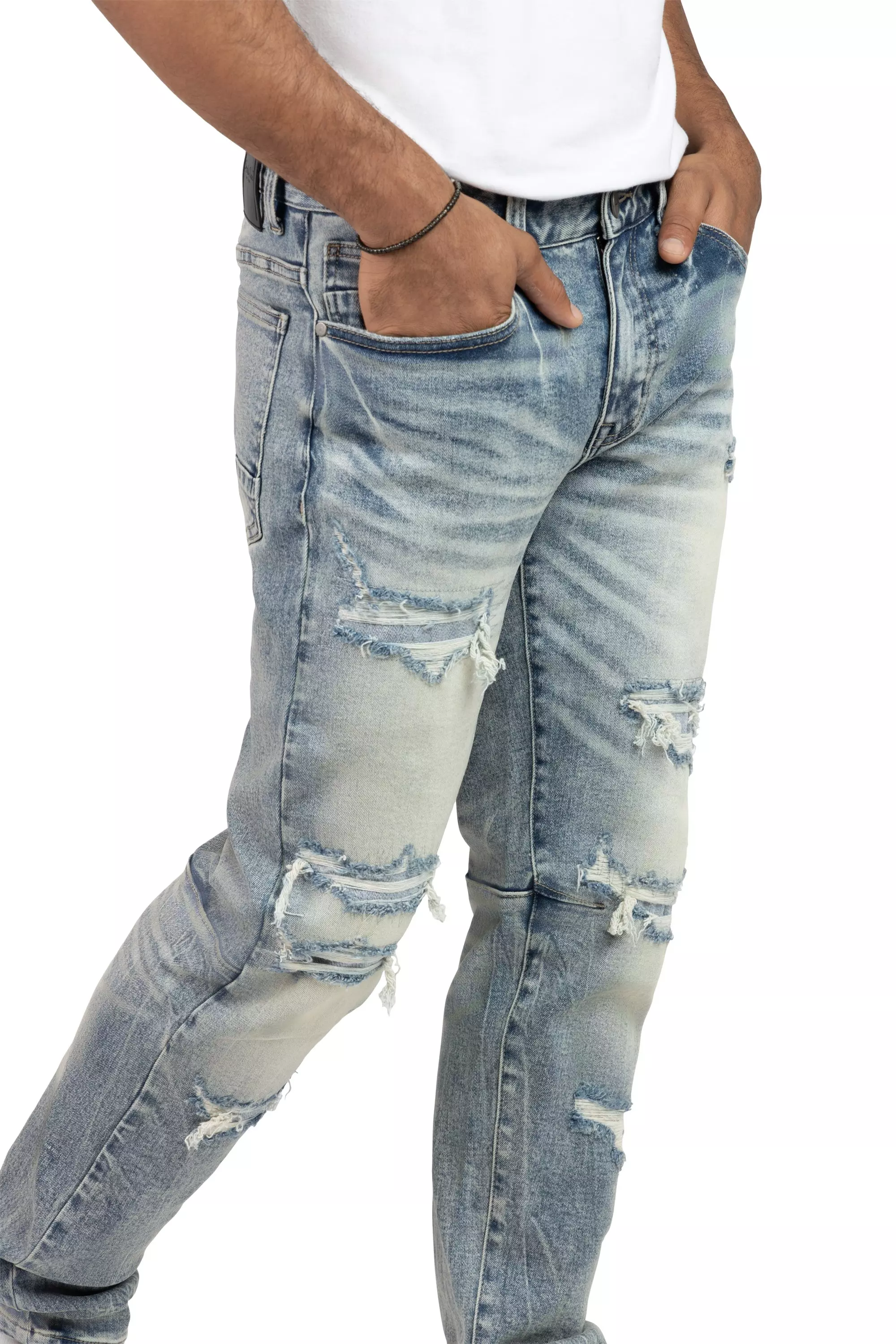 Smoke Rise Men's Slim Fit Dwight Blue Denim Jeans - BLUE