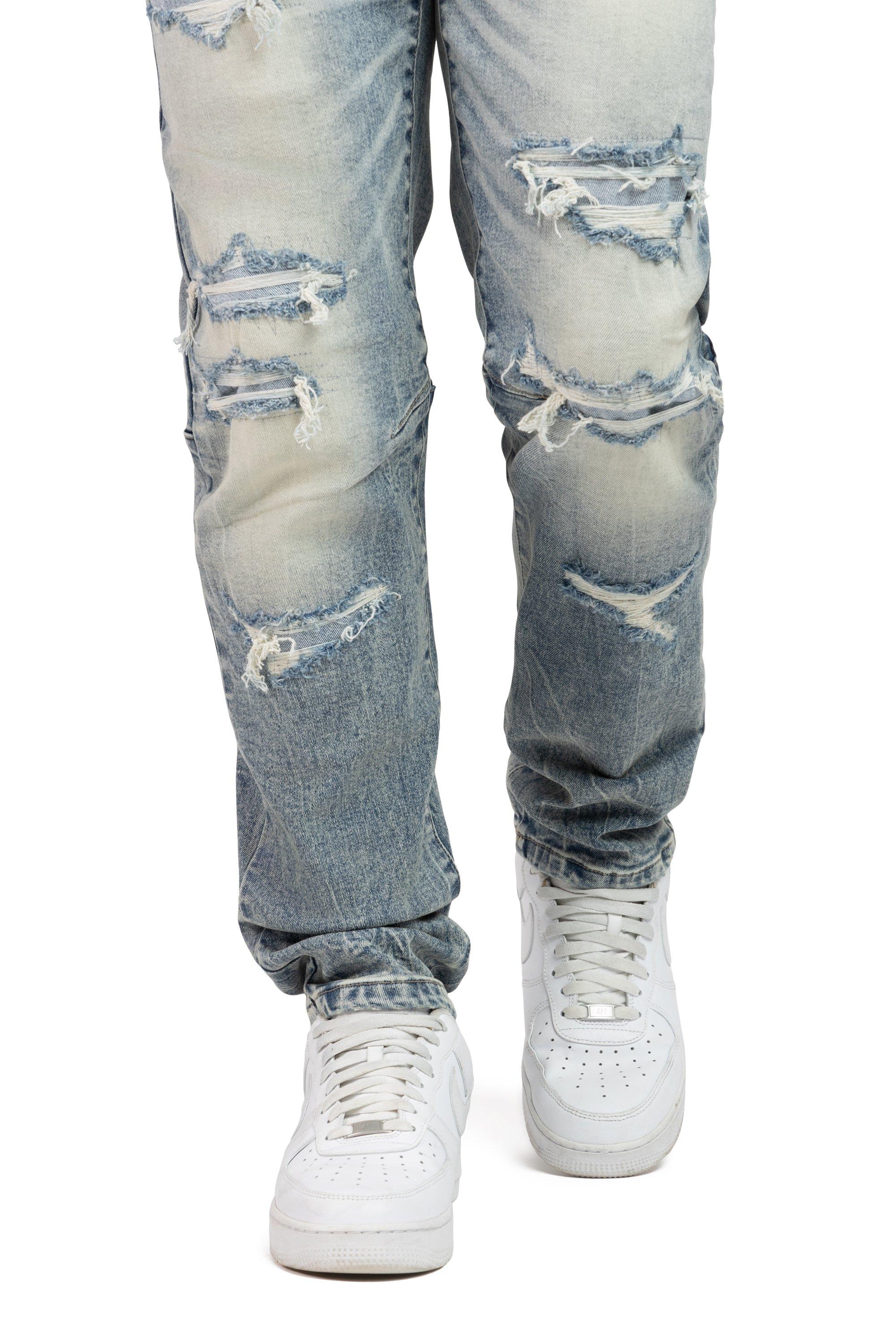 Smoke Rise Men's Slim Fit Dwight Blue Denim Jeans - BLUE Thumbnail View 8