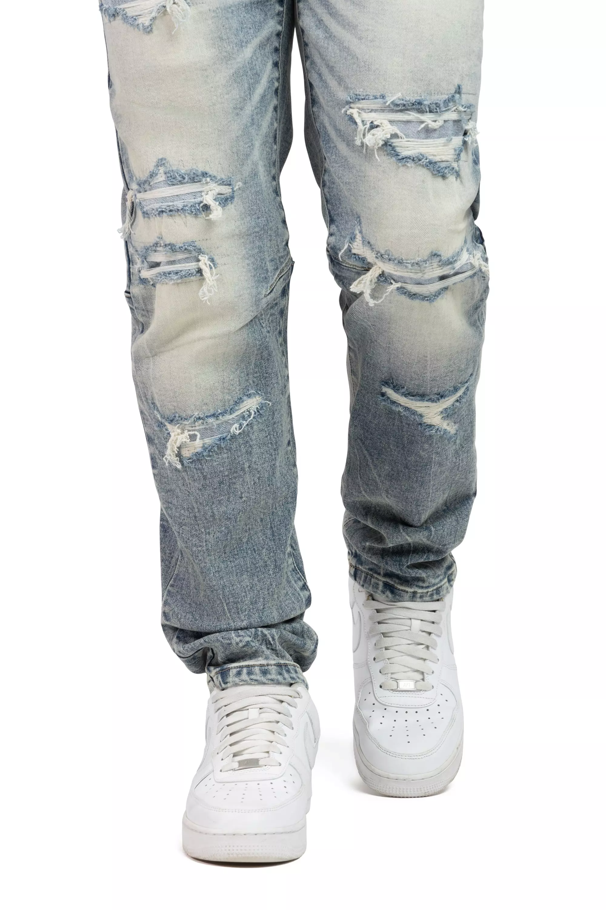 Smoke Rise Men's Slim Fit Dwight Blue Denim Jeans - BLUE