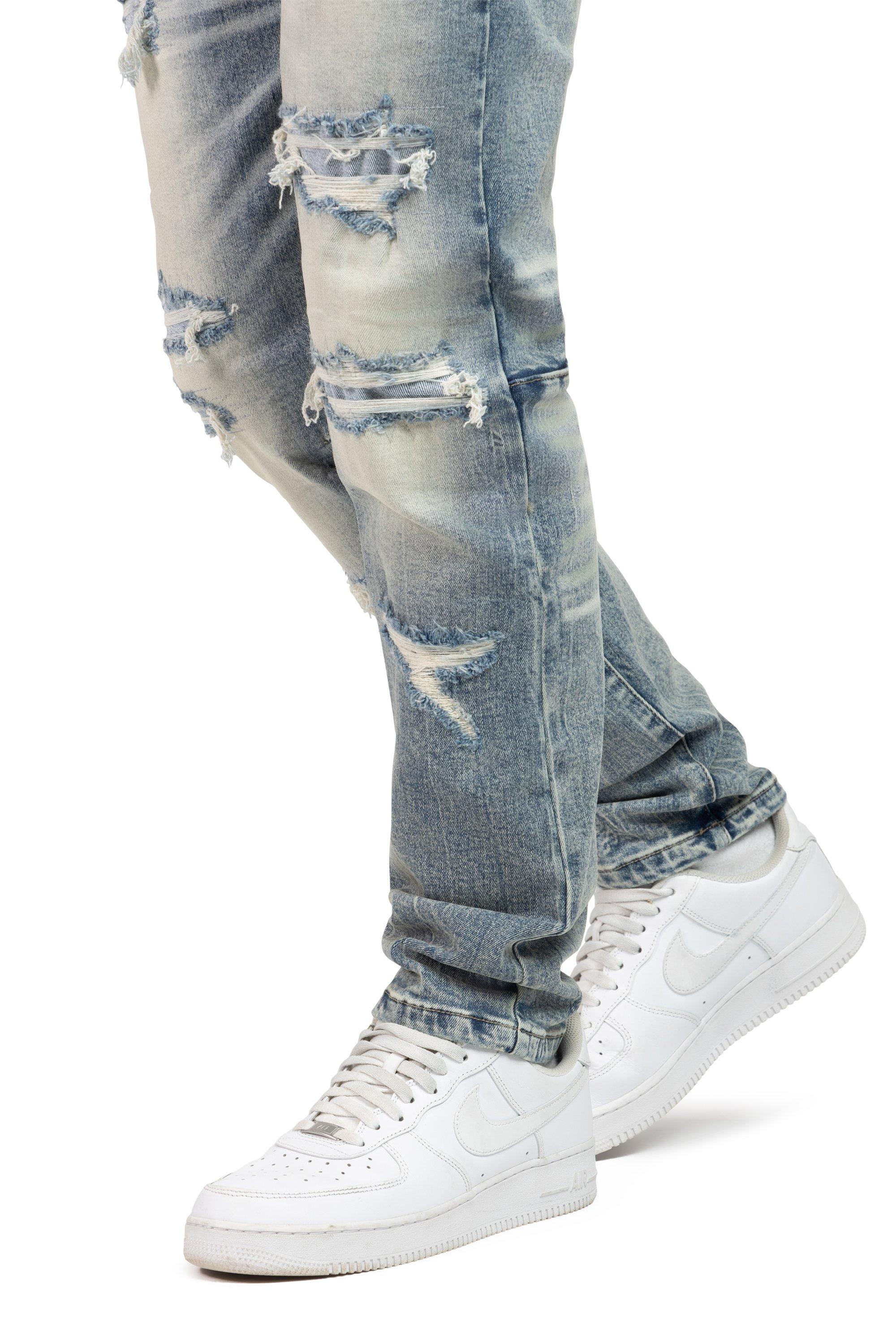 Smoke Rise Men's Slim Fit Dwight Blue Denim Jeans - BLUE Thumbnail View 9