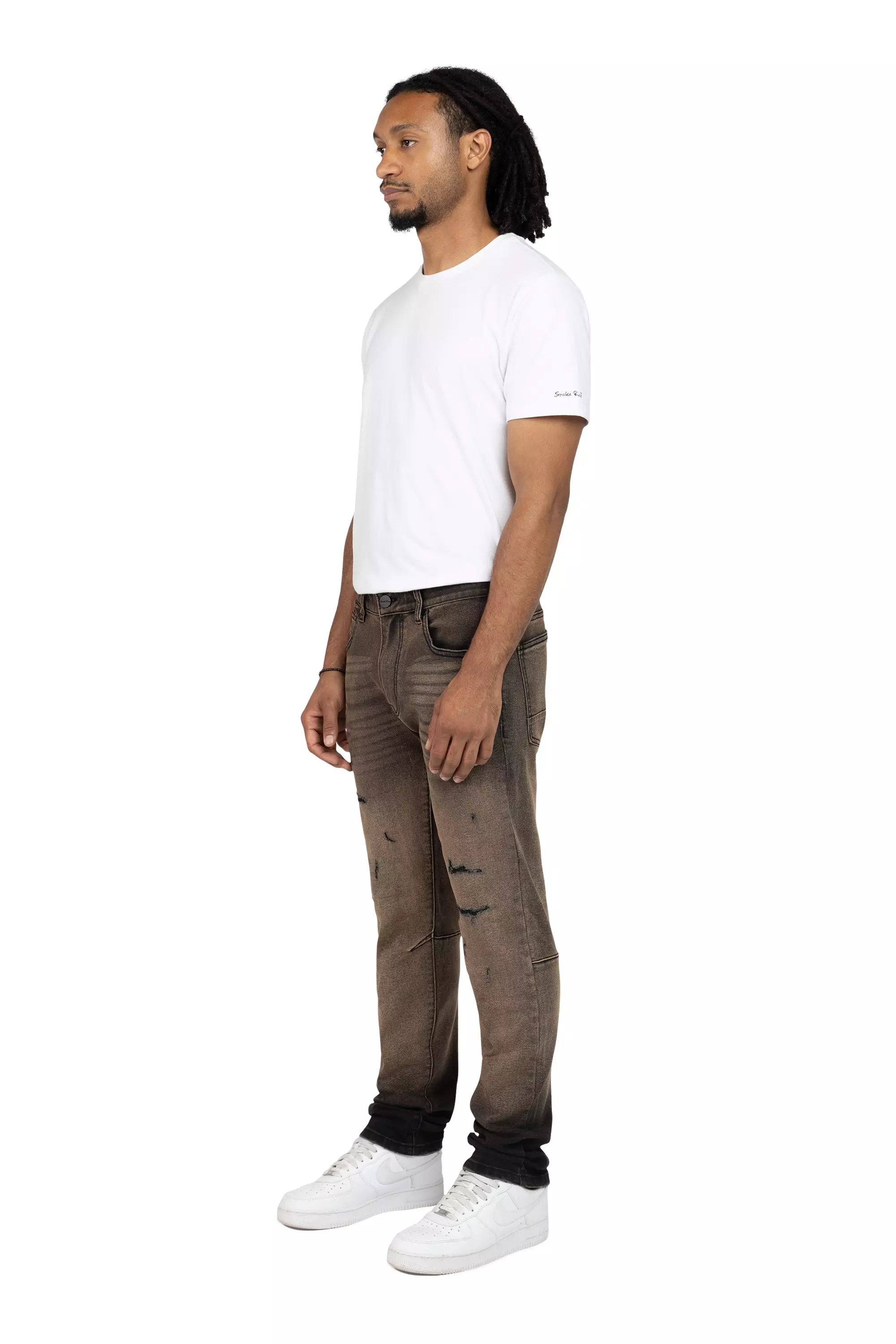 Smoke Rise Men's Slim Fit Valentine Denim Pants - Brown - BROWN