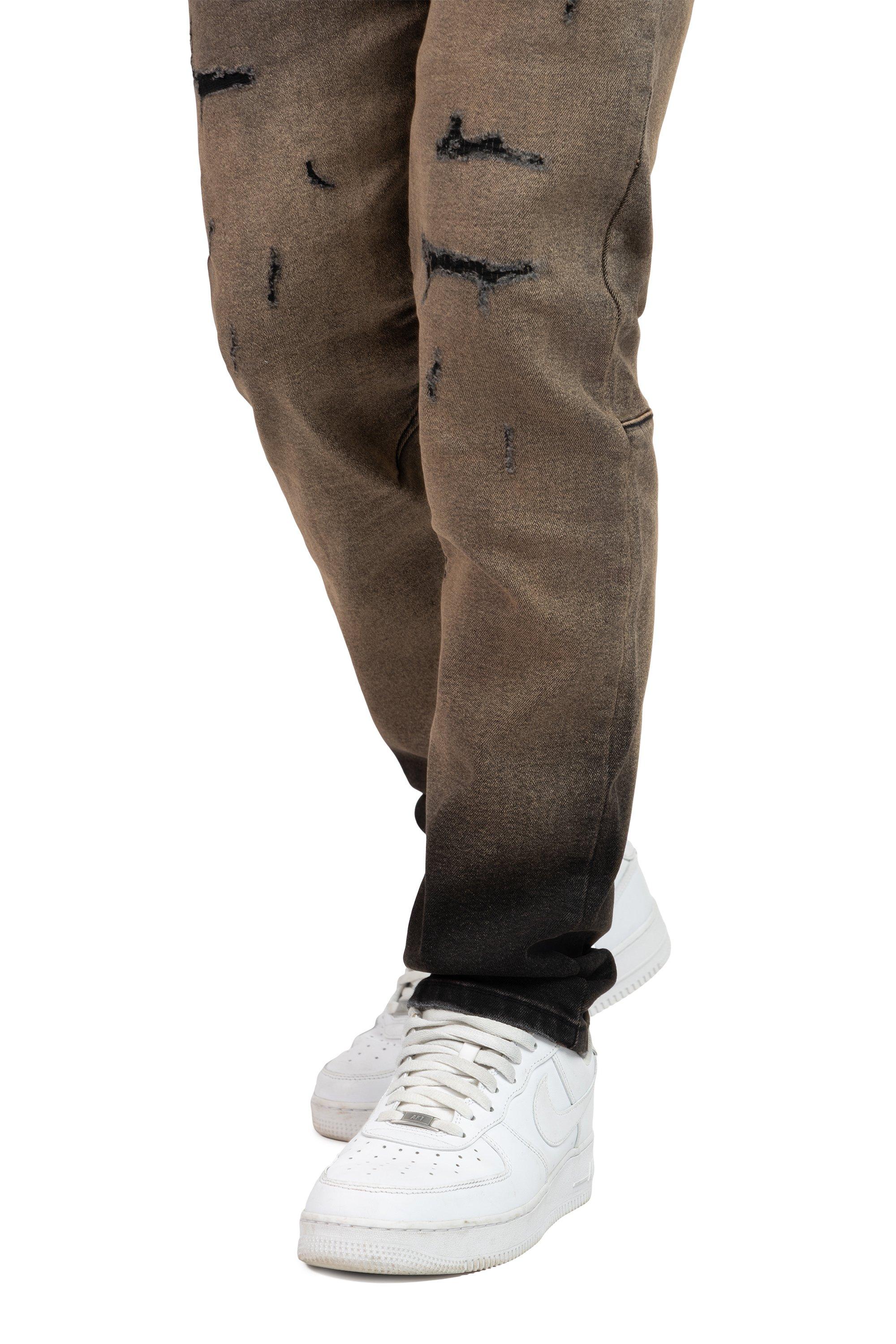 Smoke Rise Men's Slim Fit Valentine Denim Pants - Brown - BROWN Thumbnail View 7