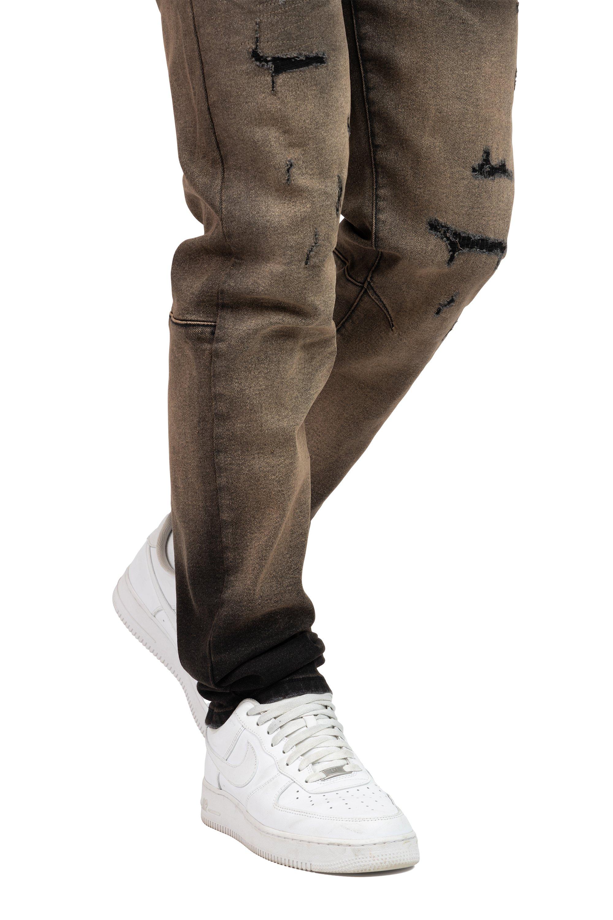 Smoke Rise Men's Slim Fit Valentine Denim Pants - Brown - BROWN Thumbnail View 8