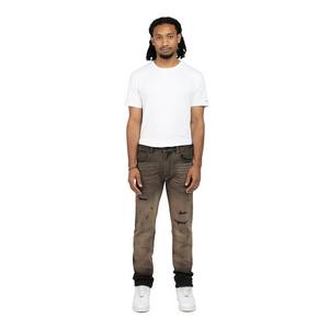 Smoke Rise Men's Slim Fit Valentine Denim Pants - Brown