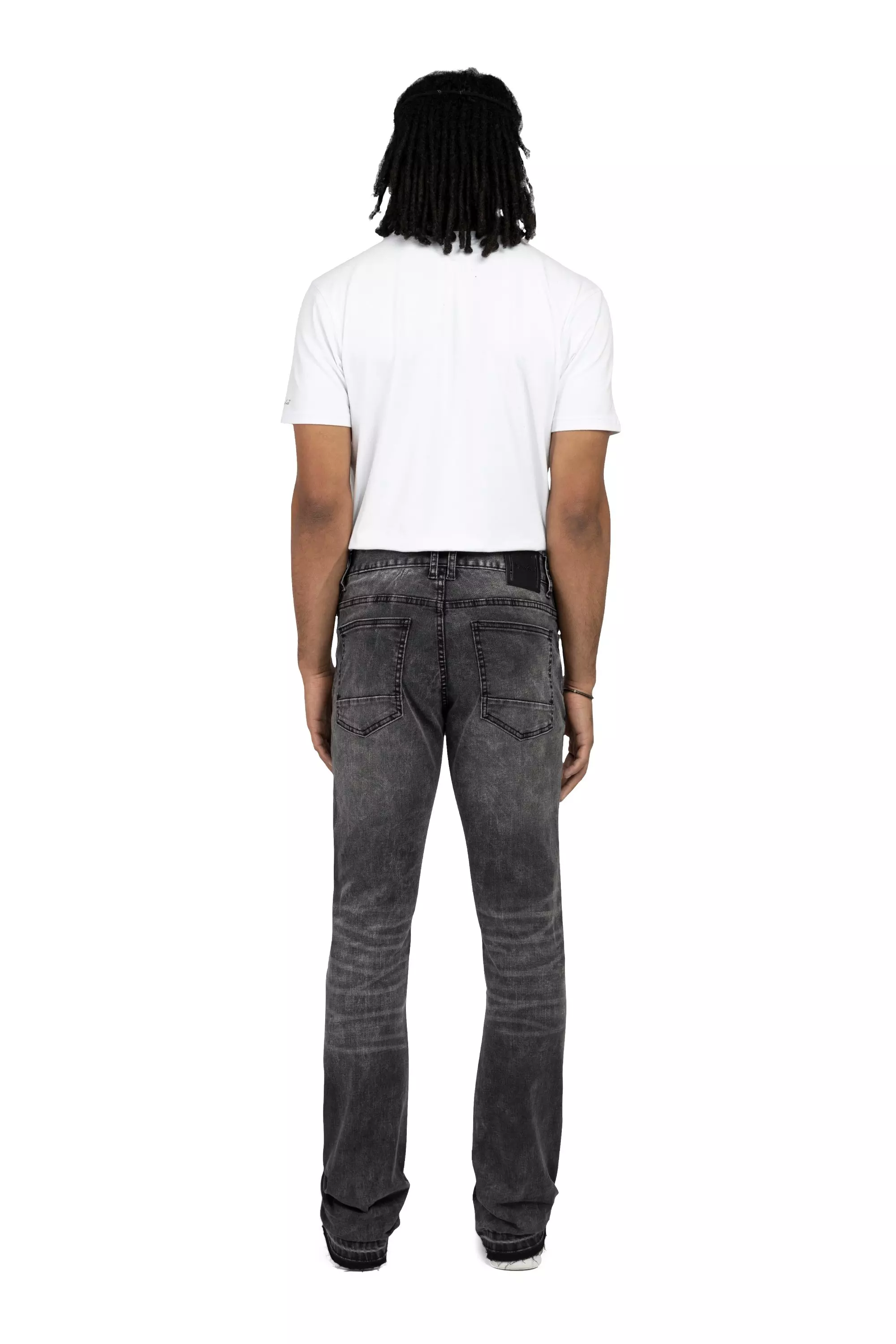 Smoke Rise Men's Lazy STK Flare Vintage Wash Denim Jeans - Argon Black - BLACK