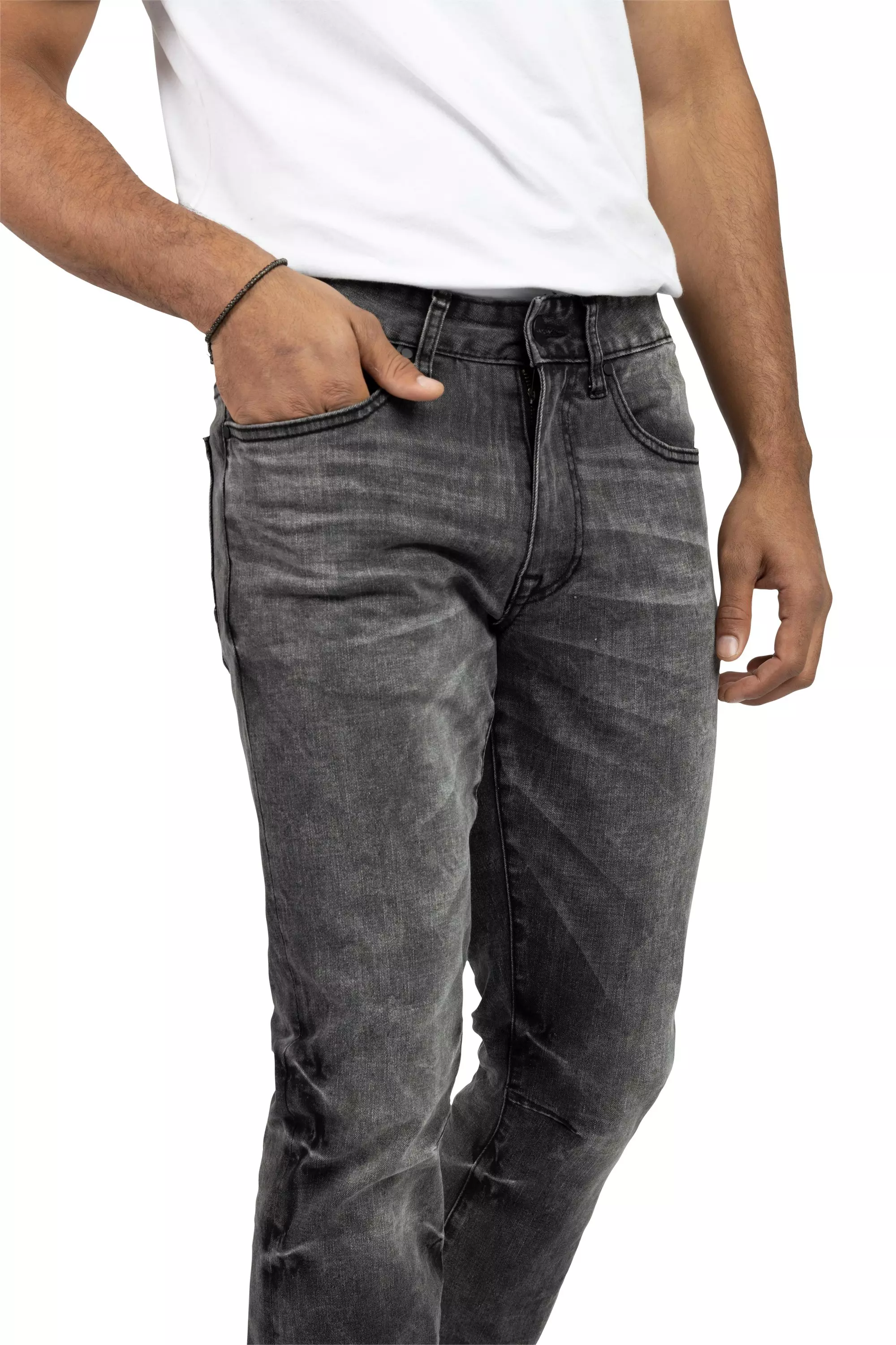 Smoke Rise Men's Lazy STK Flare Vintage Wash Denim Jeans - Argon Black - BLACK