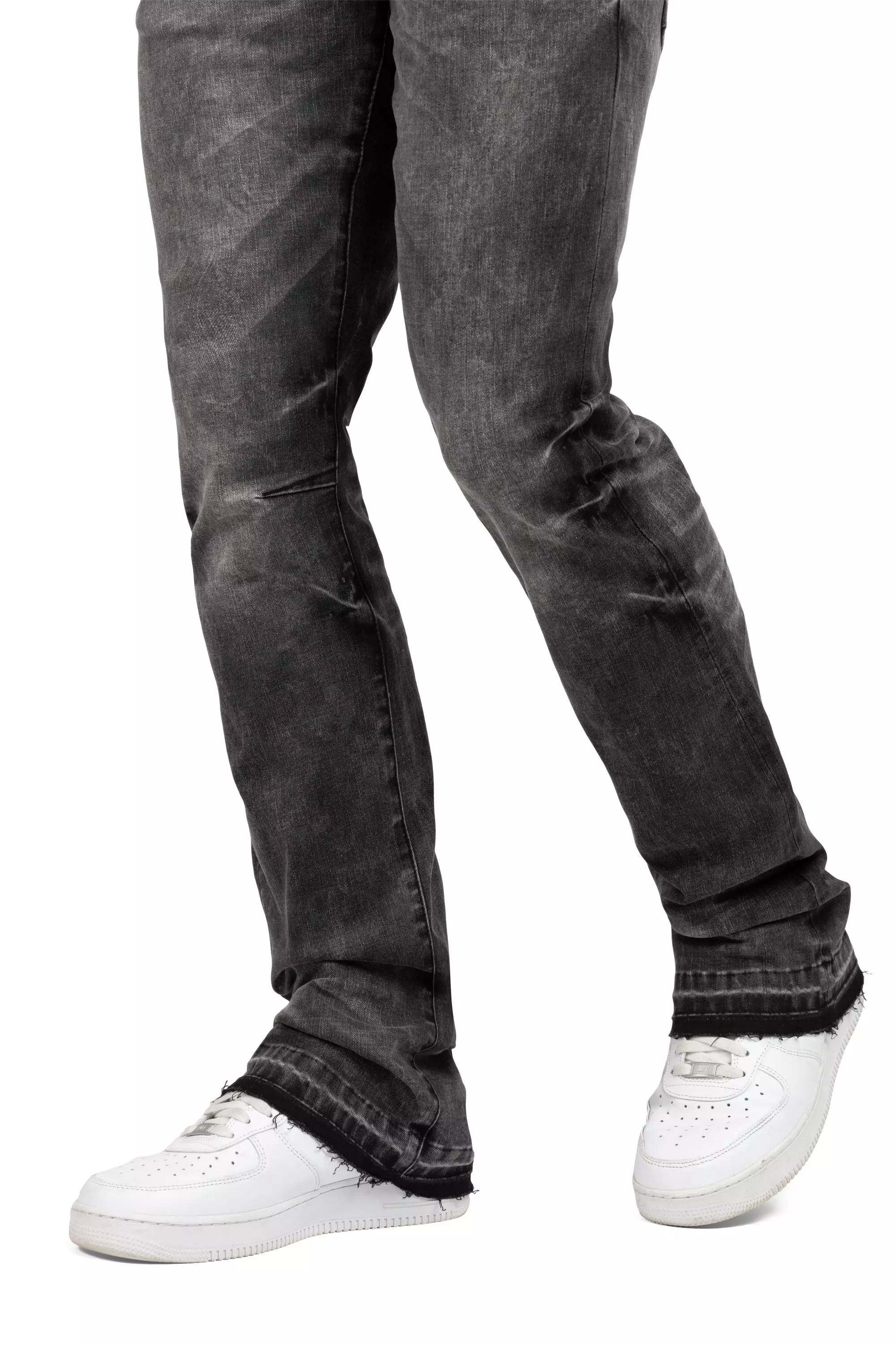 Smoke Rise Men's Lazy STK Flare Vintage Wash Denim Jeans - Argon Black - BLACK