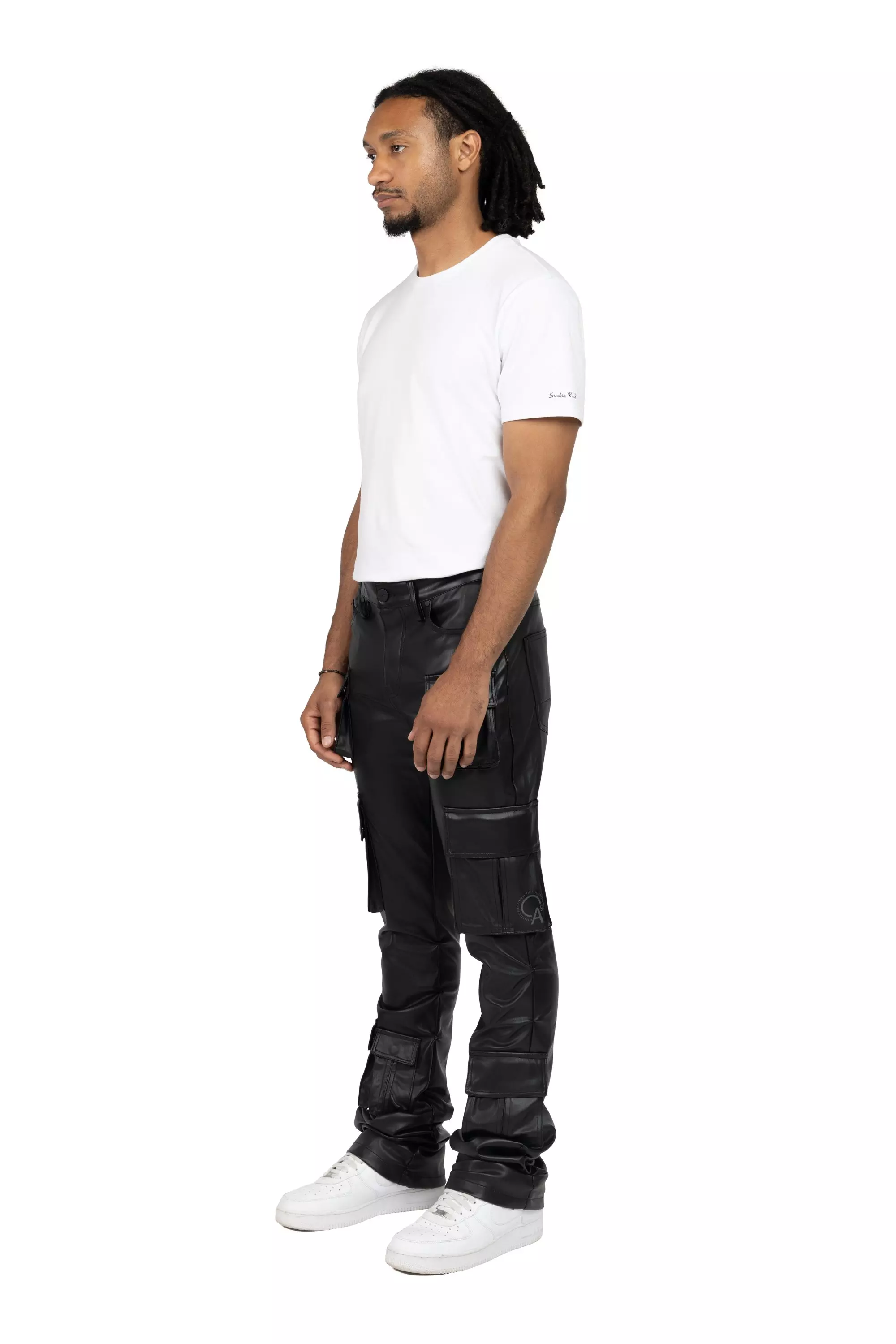 Smoke Rise Men's Stacked Flare Cargo Pants - Black - BLACK