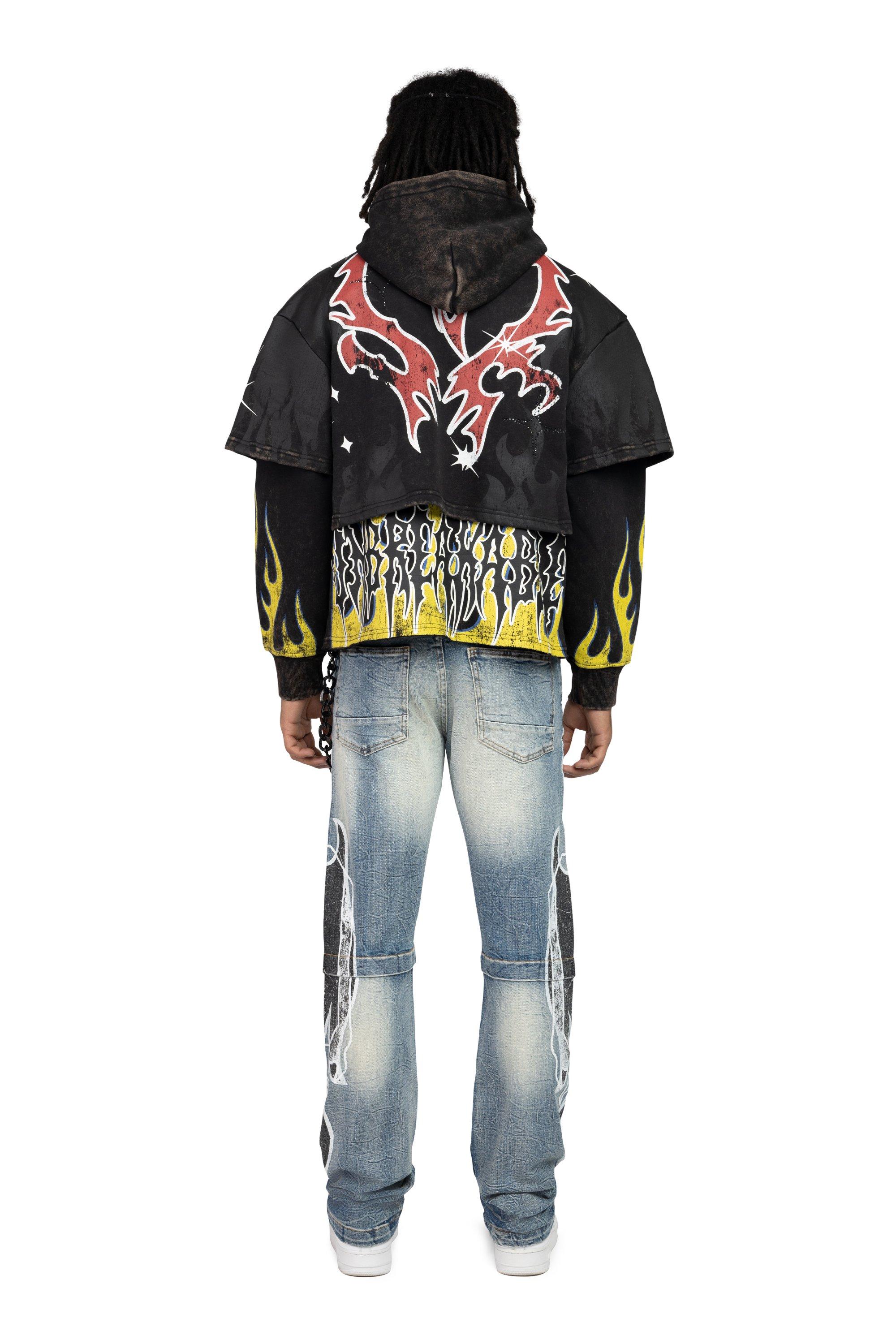 Smoke Rise Men's Straight Fit Unbreakable Flames Denim Jeans - Rhodes Blue - BLUE Thumbnail View 2