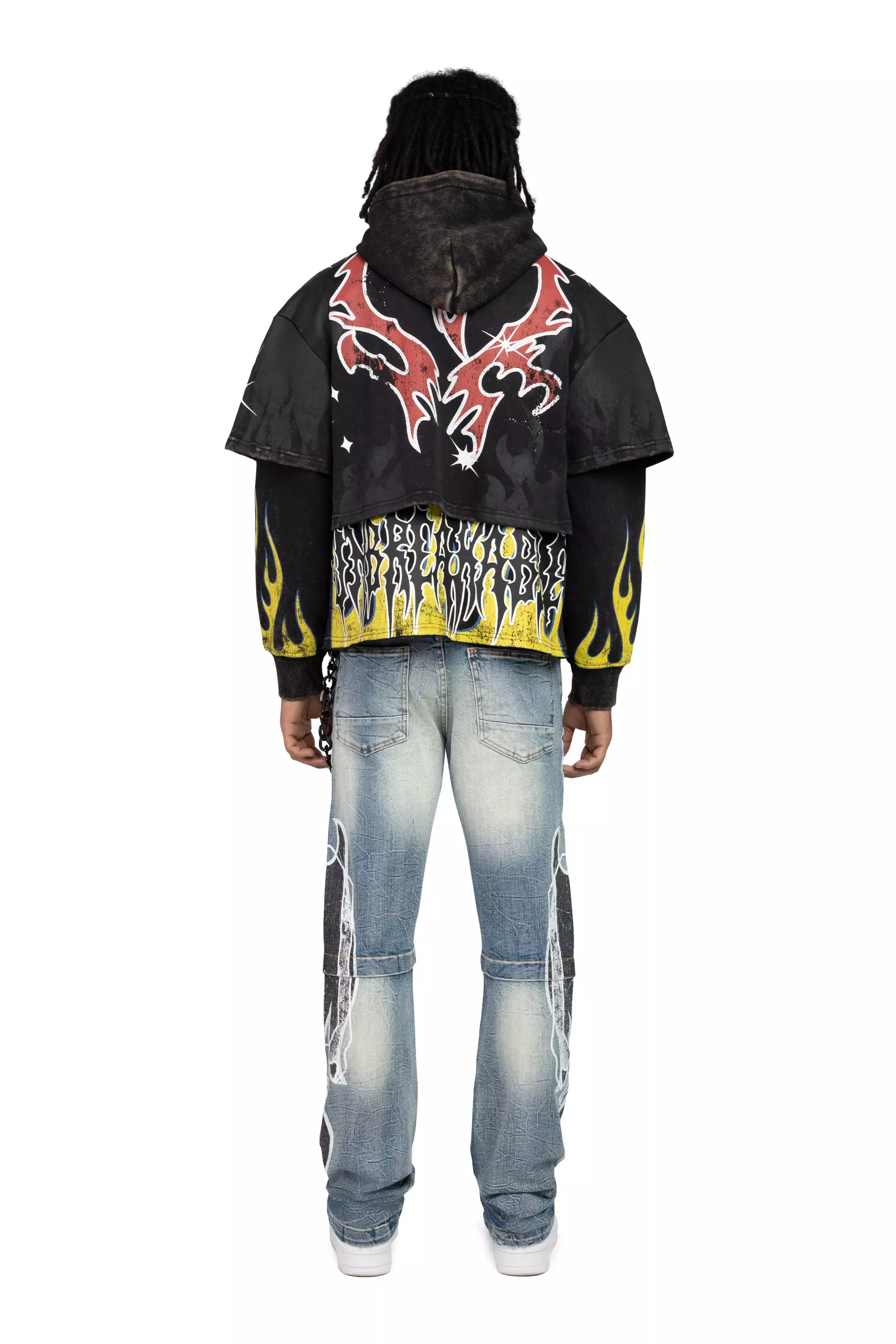 Smoke Rise Men's Straight Fit Unbreakable Flames Denim Jeans - Rhodes Blue - BLUE