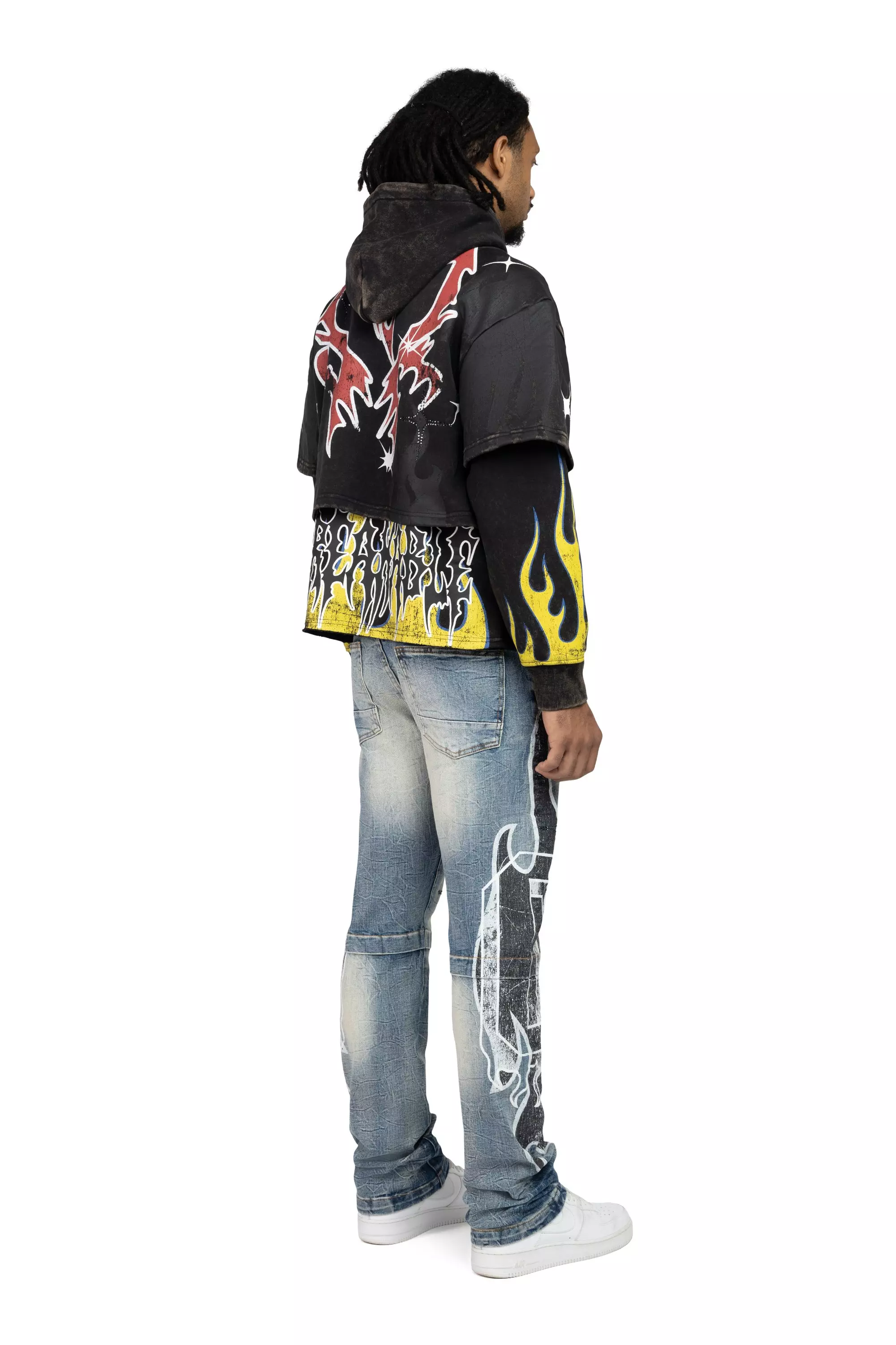 Smoke Rise Men's Straight Fit Unbreakable Flames Denim Jeans - Rhodes Blue - BLUE