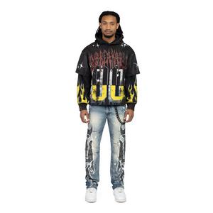 Smoke Rise Men's Straight Fit Unbreakable Flames Denim Jeans - Rhodes Blue