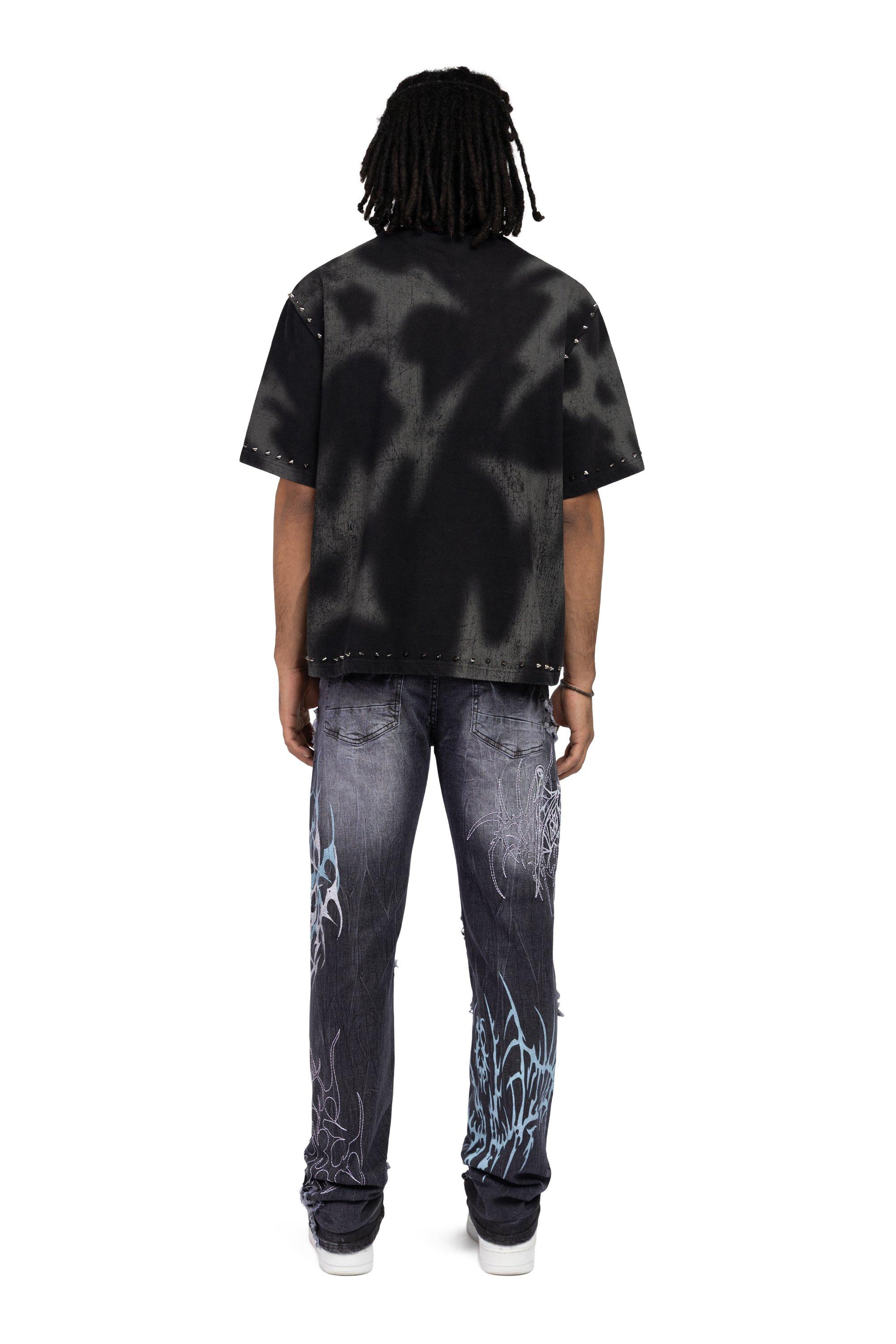 Smoke Rise Men's Straight Fit Ascended Denim Jeans - Paisley Black - BLACK Thumbnail View 2