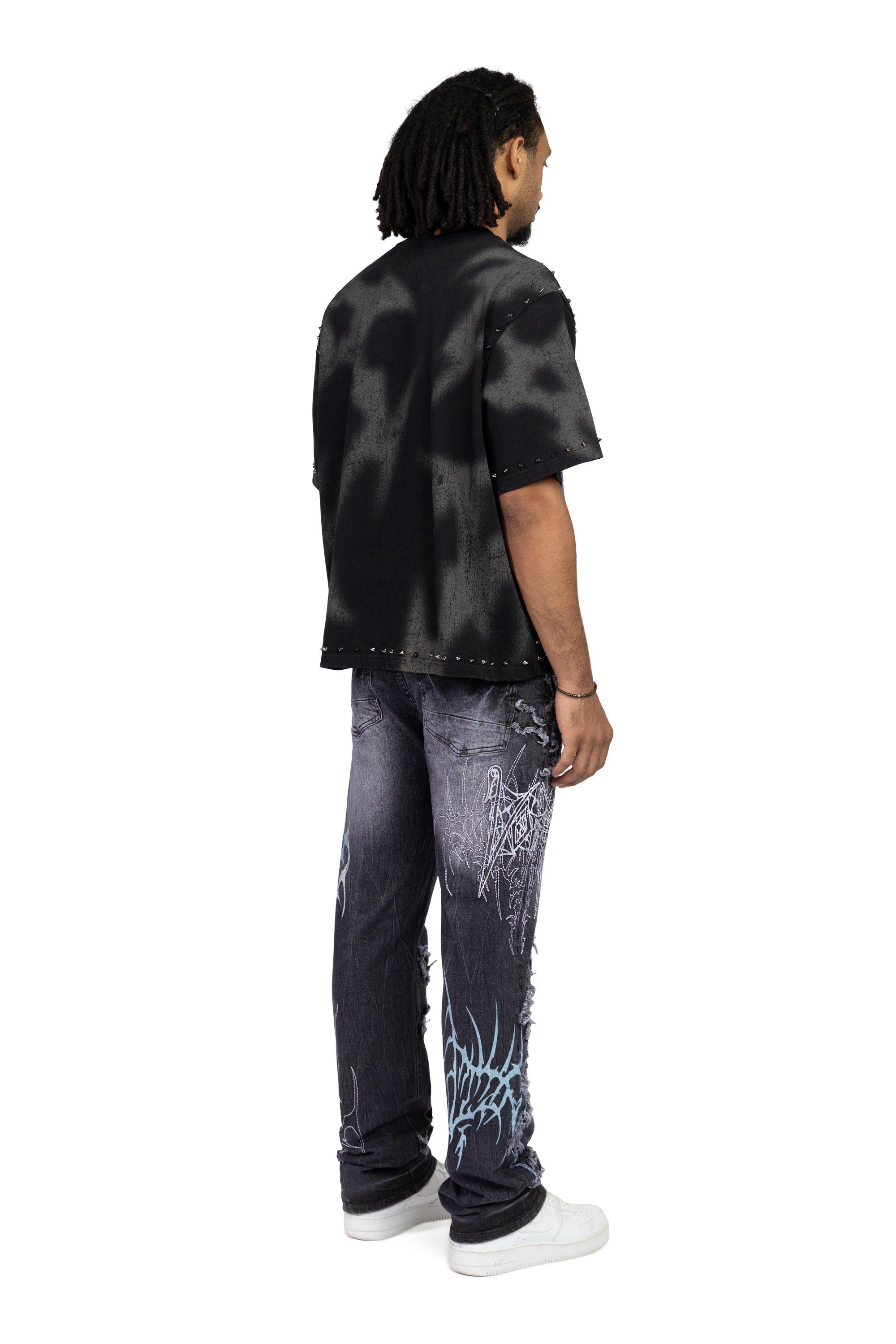 Smoke Rise Men's Straight Fit Ascended Denim Jeans - Paisley Black - BLACK Thumbnail View 7