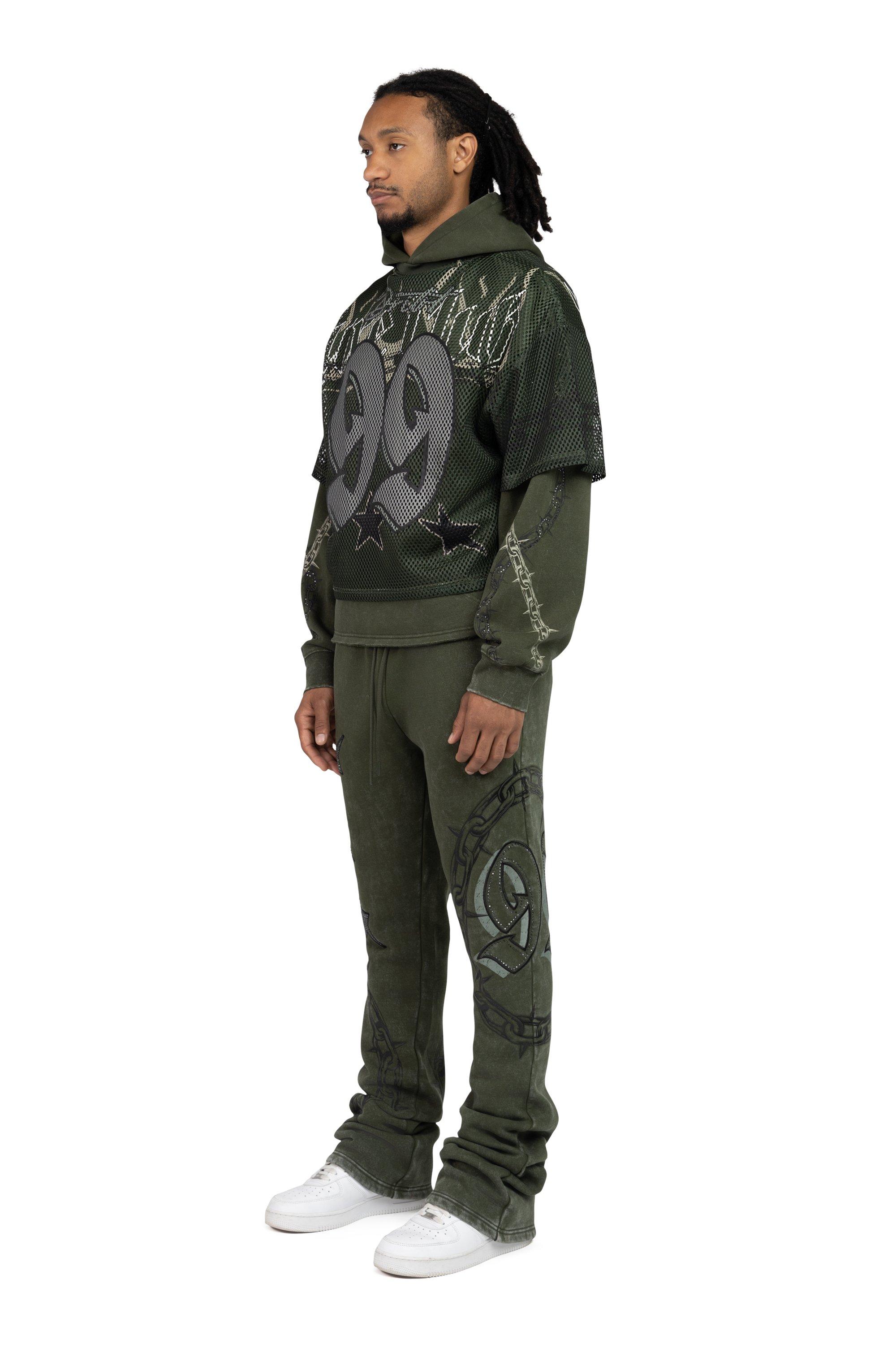 Smoke Rise Men's Luxe Club Fleece Pants - Moss - GREEN Thumbnail View 3