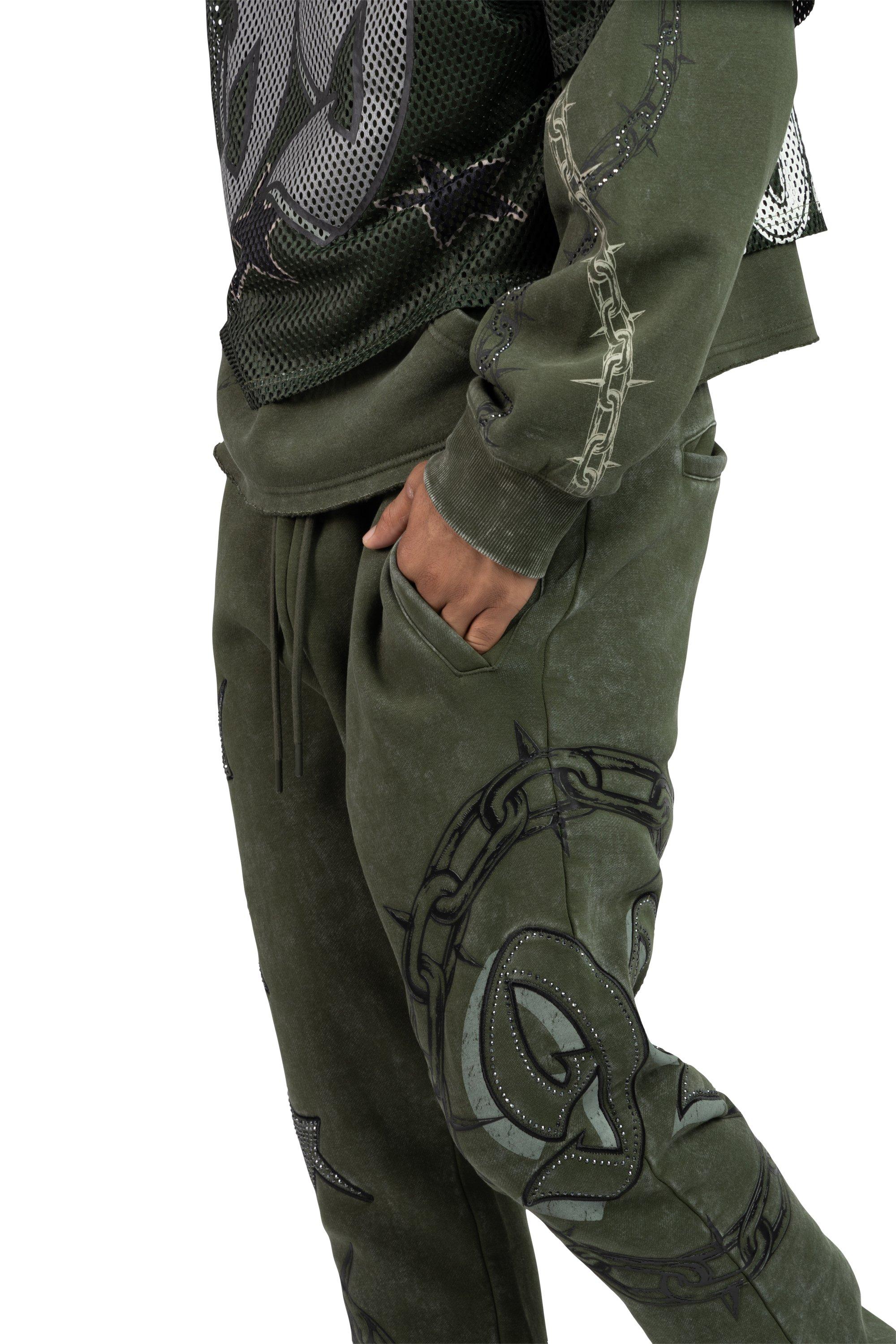 Smoke Rise Men's Luxe Club Fleece Pants - Moss - GREEN Thumbnail View 5