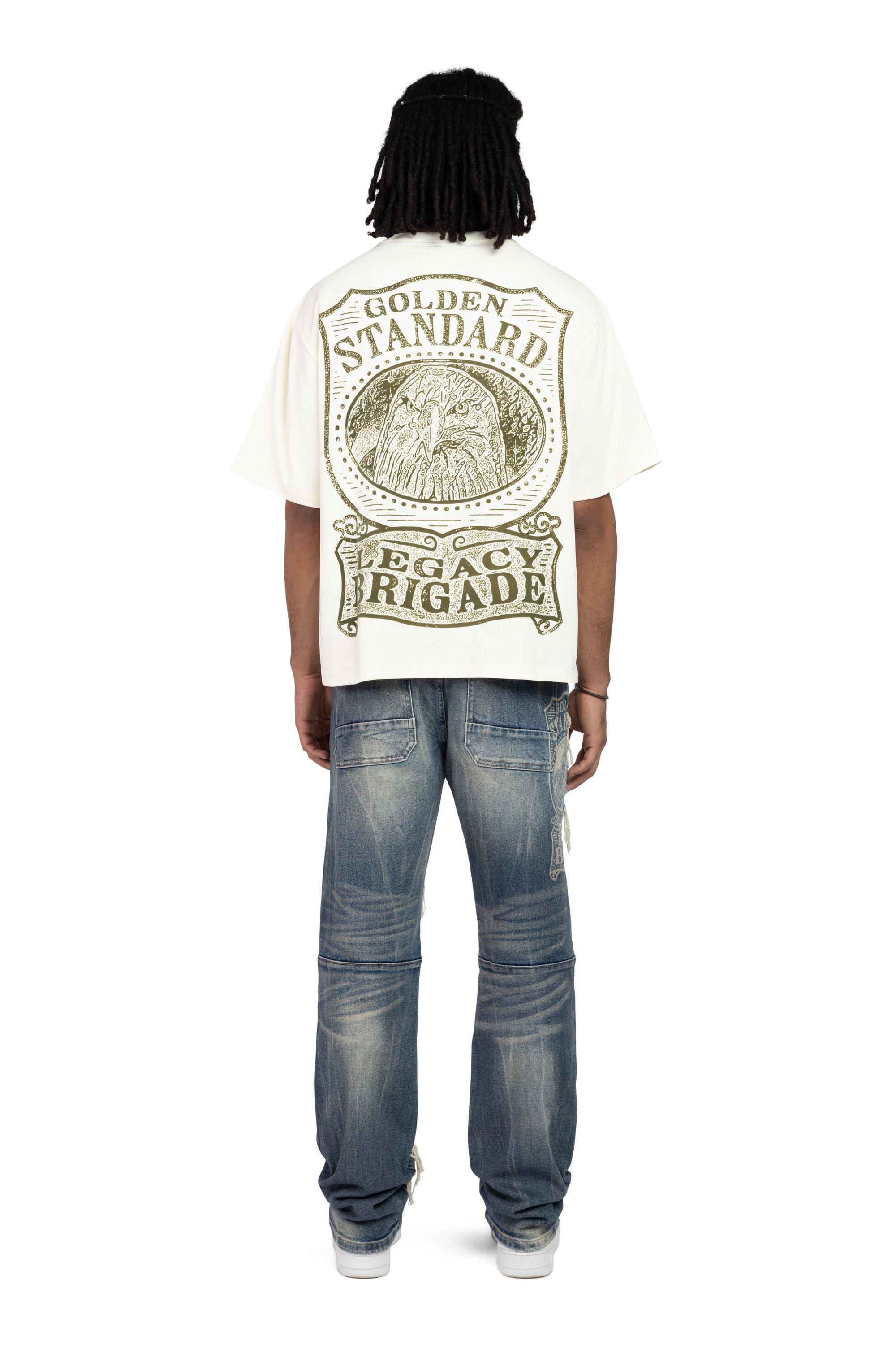 Smoke Rise Men's Grandeur Tee - Ecru/Olive - CREAM Thumbnail View 4
