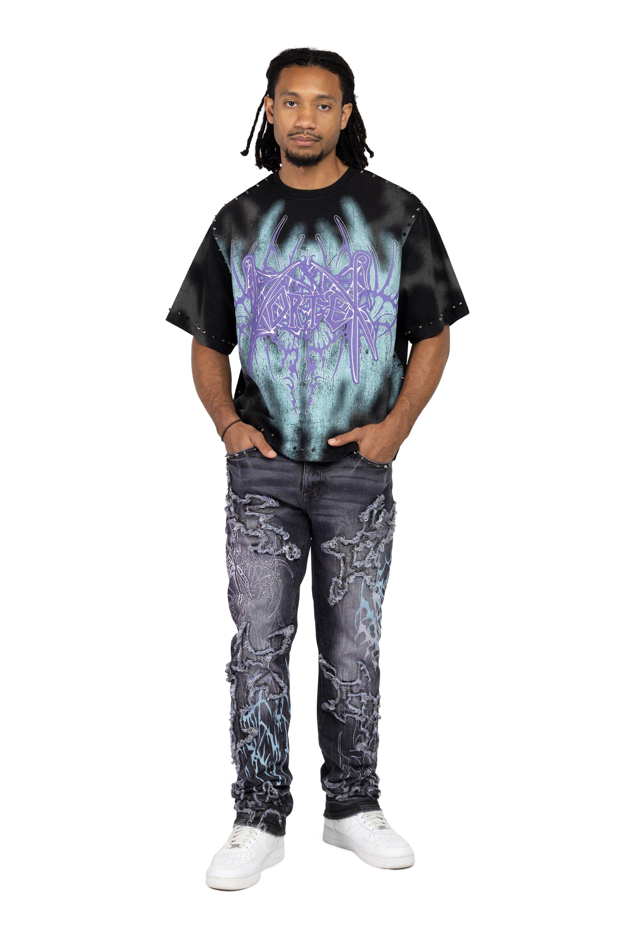 Smoke Rise Men's Ascended Studded Crop Tee - Black - BLACK Thumbnail View 3