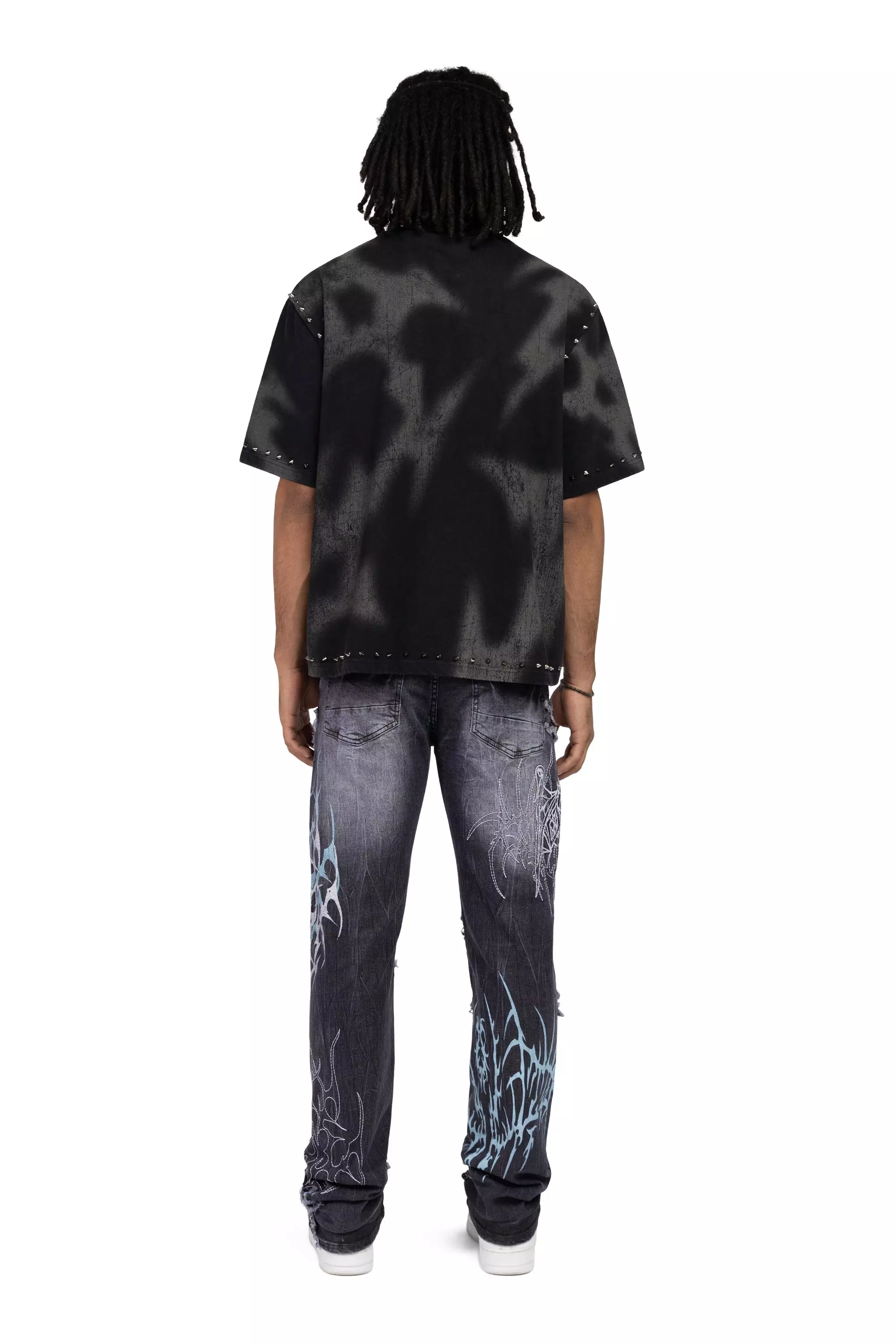 Smoke Rise Men's Ascended Studded Crop Tee - Black - BLACK