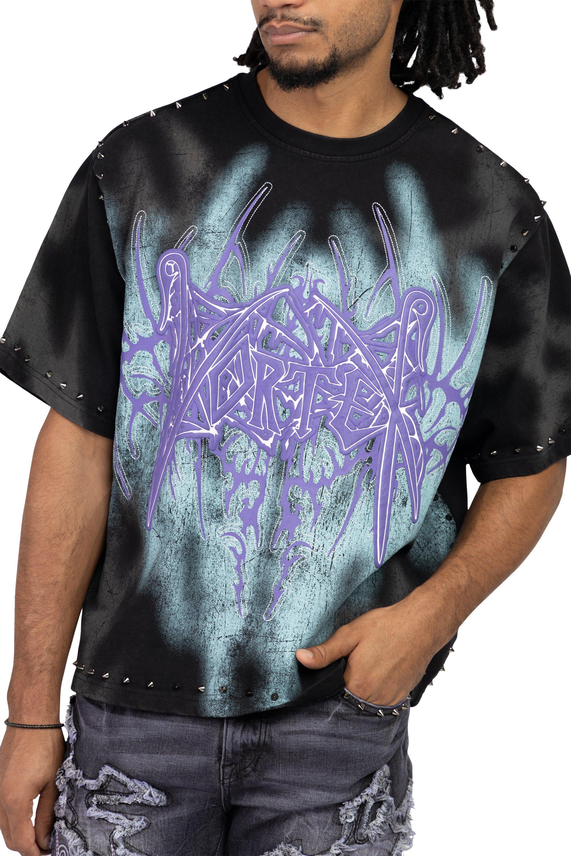 Smoke Rise Men's Ascended Studded Crop Tee - Black - BLACK Thumbnail View 1