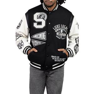 Smoke Rise Men's Luxe Legacy Wool Varsity Jacket - Black