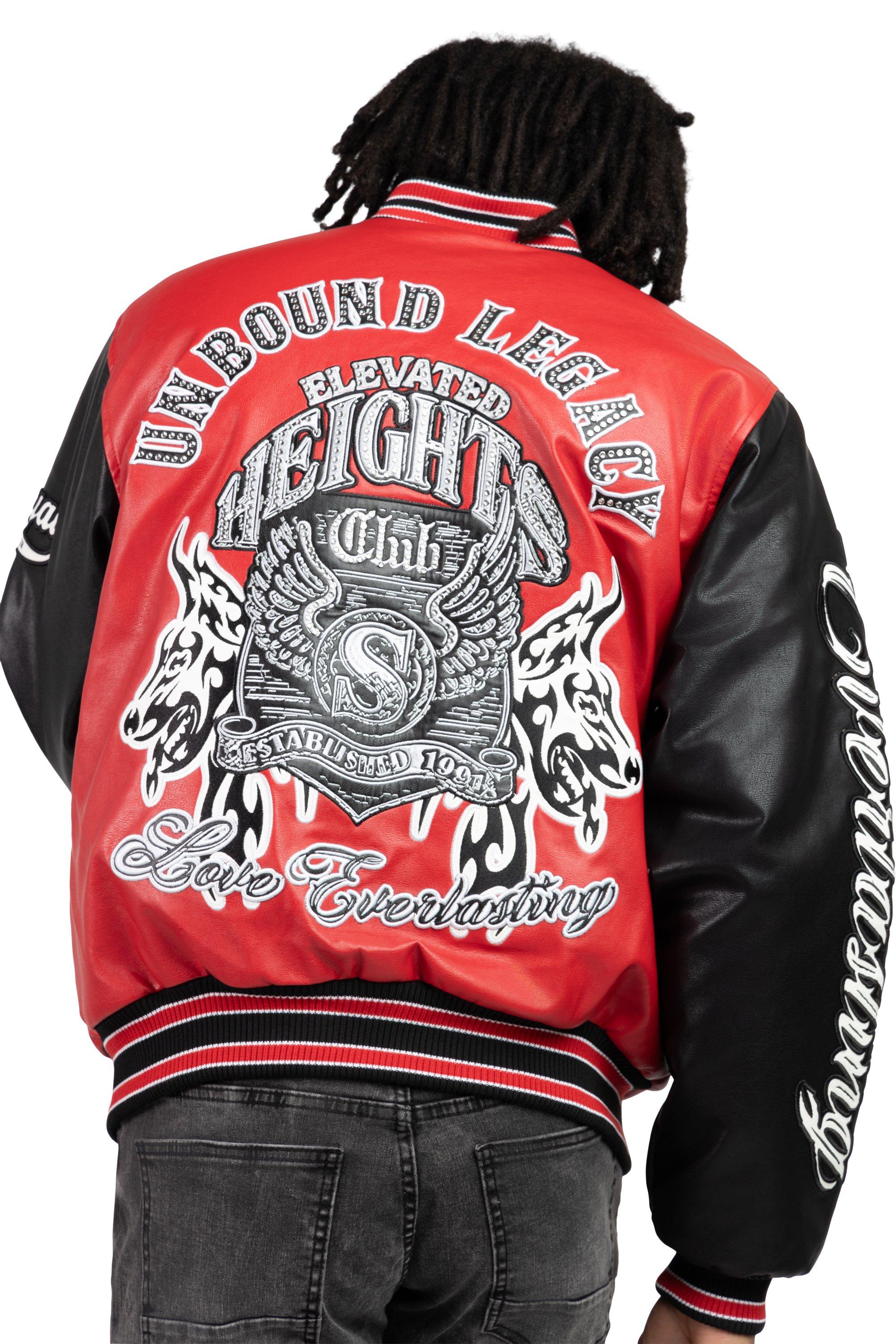 Smoke Rise Men's Legacy PU Varsity Jacket - Red - RED Thumbnail View 2
