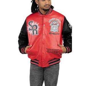 Smoke Rise Men's Legacy PU Varsity Jacket - Red